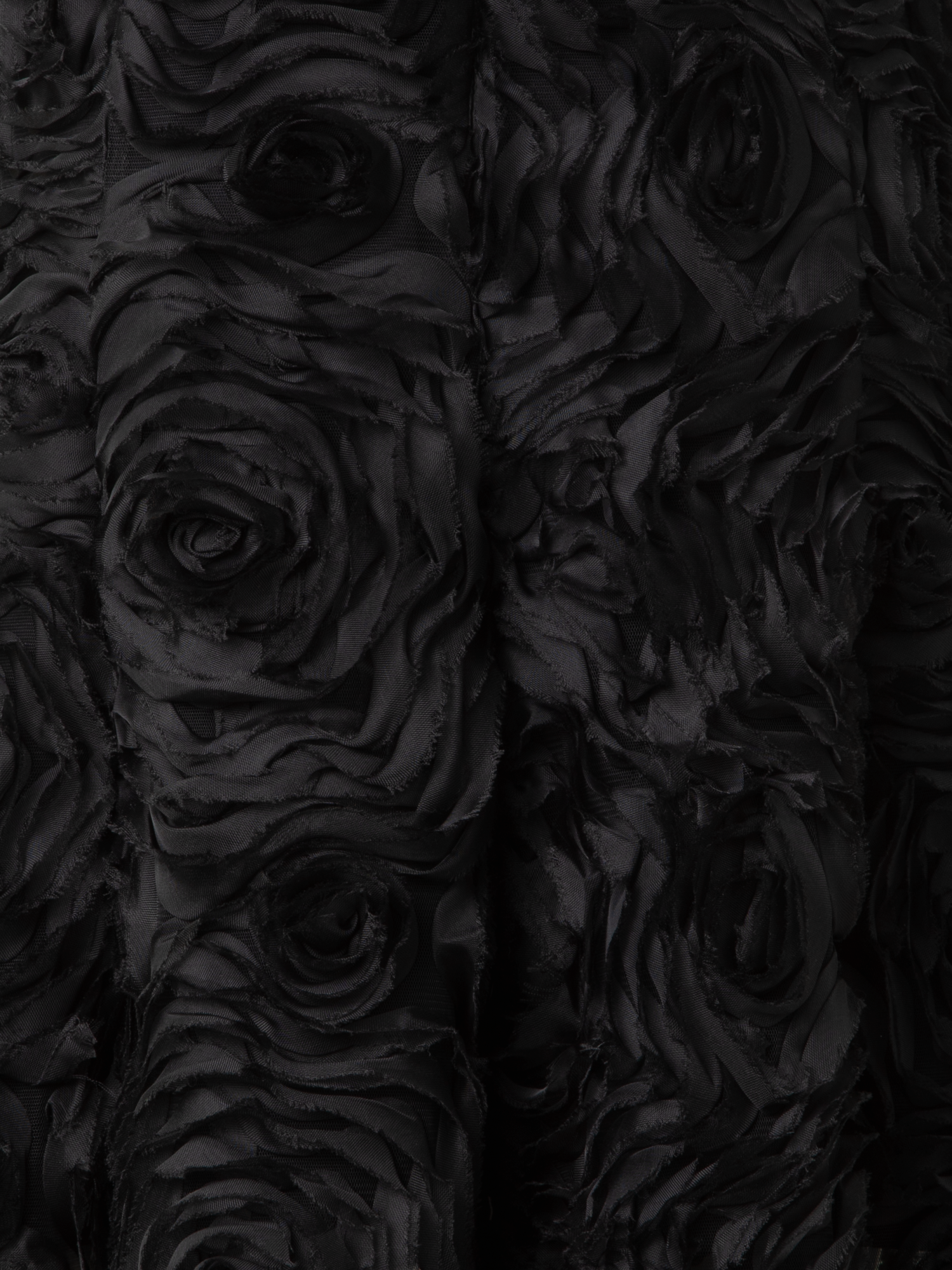 Designer Flared Midi Dress in 3D Carnation Embroidery - black