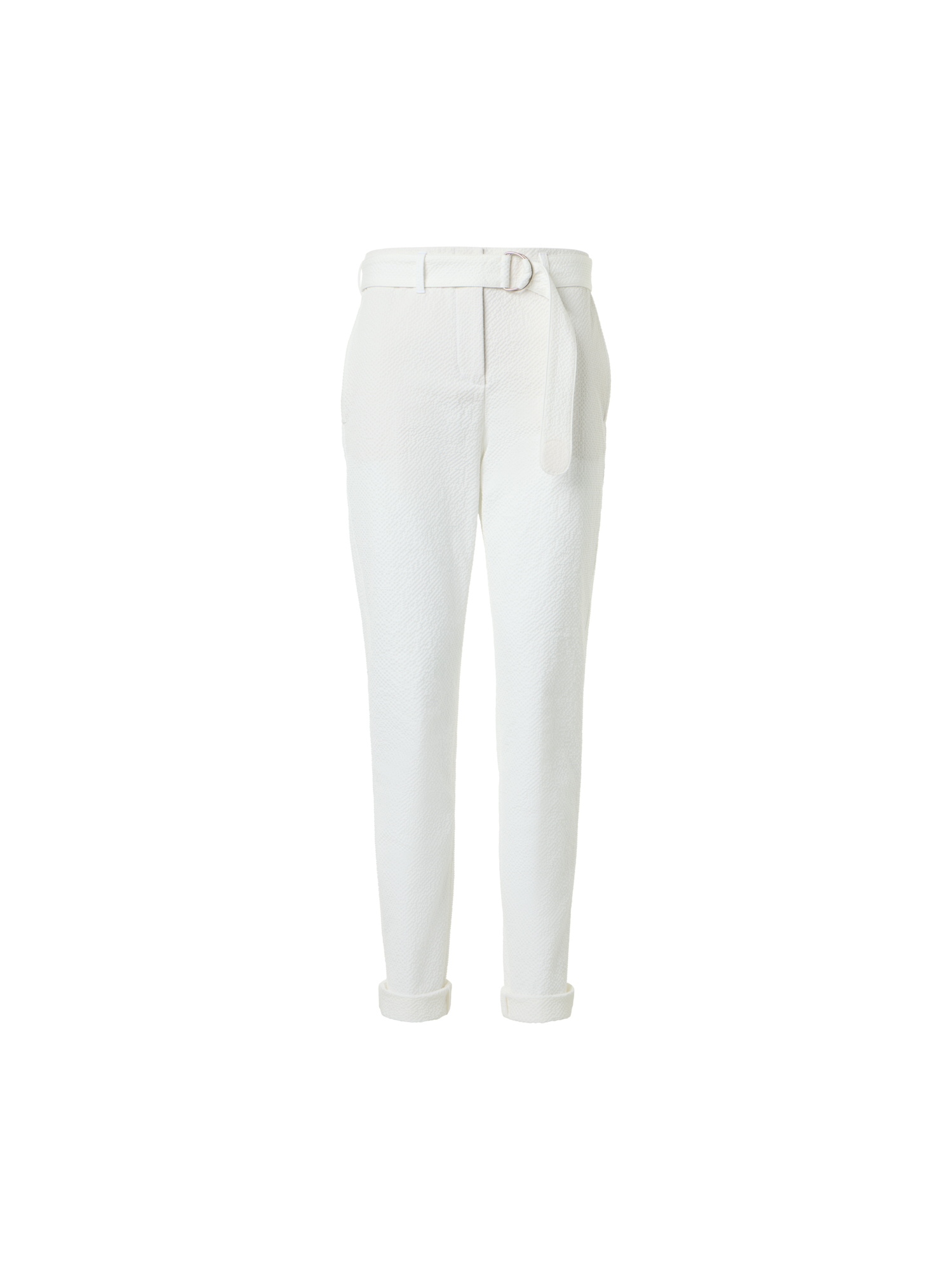 Designer Fallon Mid-Rise Cotton Seersucker Tapered Pants - white