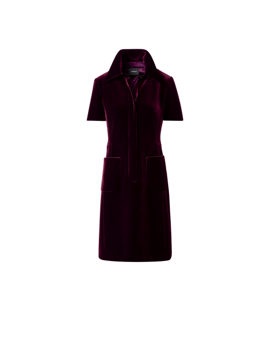 Designer Velvet Neoprene Short Dress - pink