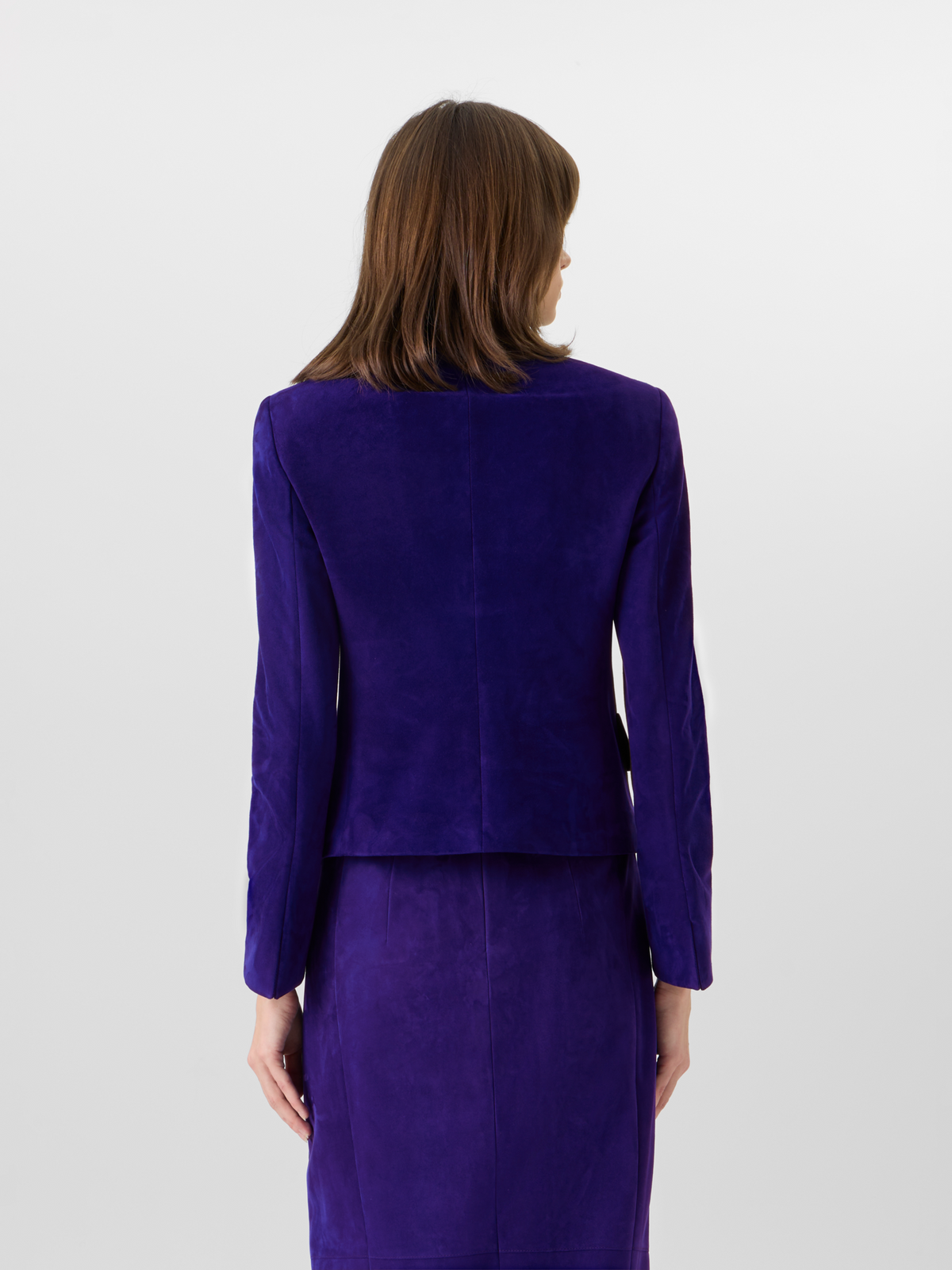 Designer Deva Short Jacket in Suede - purple #editorial