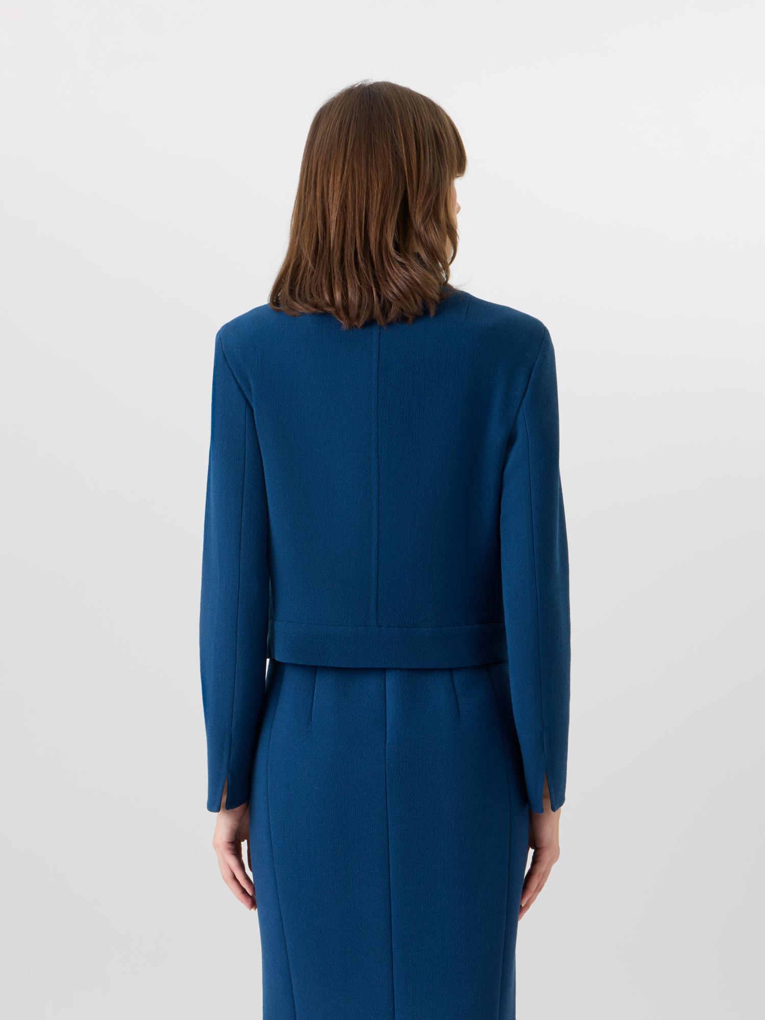 Designer Kato Short Jacket in Wool-Crêpe Double-Face - blue 