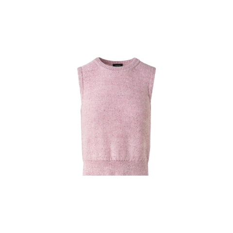 Leinen-Baumwoll-Strick-Top mit Mikro-Pailletten