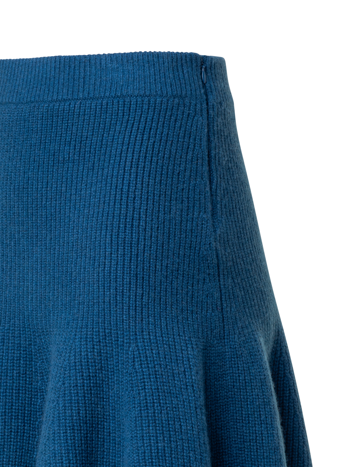 Designer Short Cashmere A-Line Rib Knit Skirt - blue
