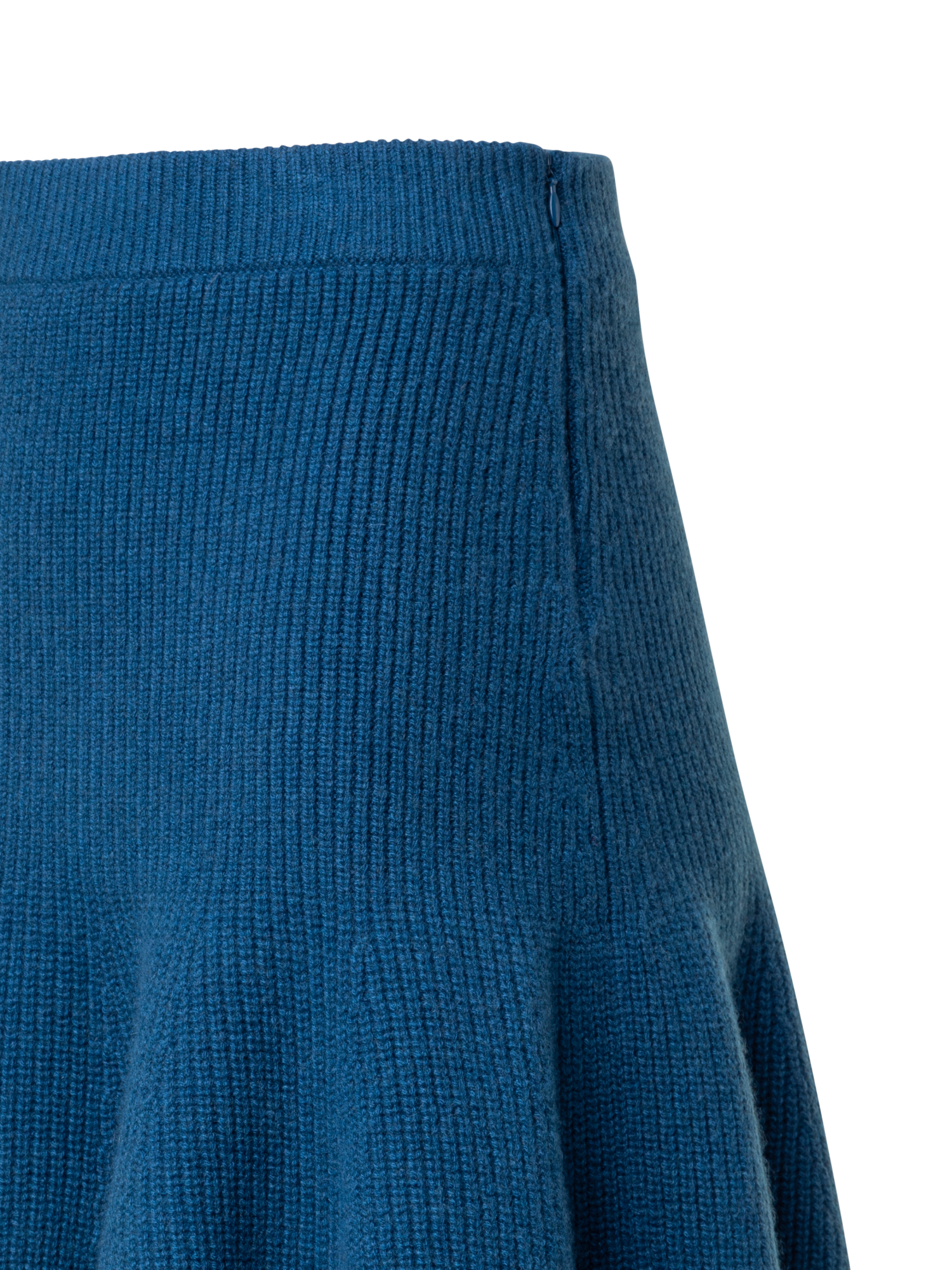 Designer Short Cashmere A-Line Rib Knit Skirt - blue