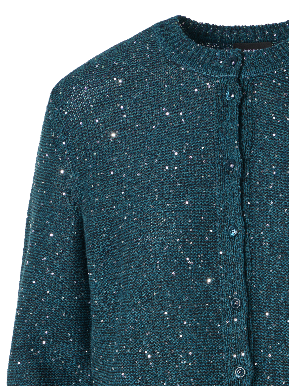 Designer Linen Cotton Cardigan with Micro Sequins - green