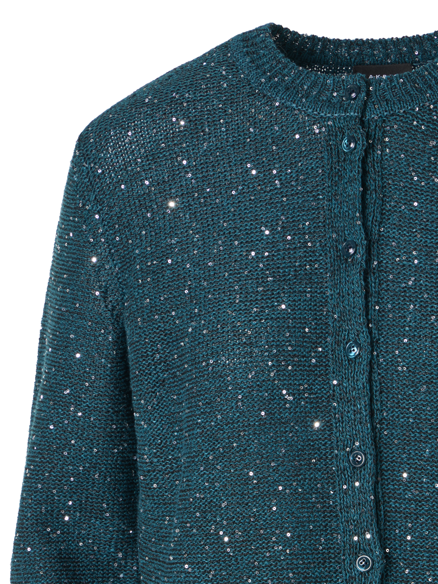 Designer Linen Cotton Cardigan with Micro Sequins - green