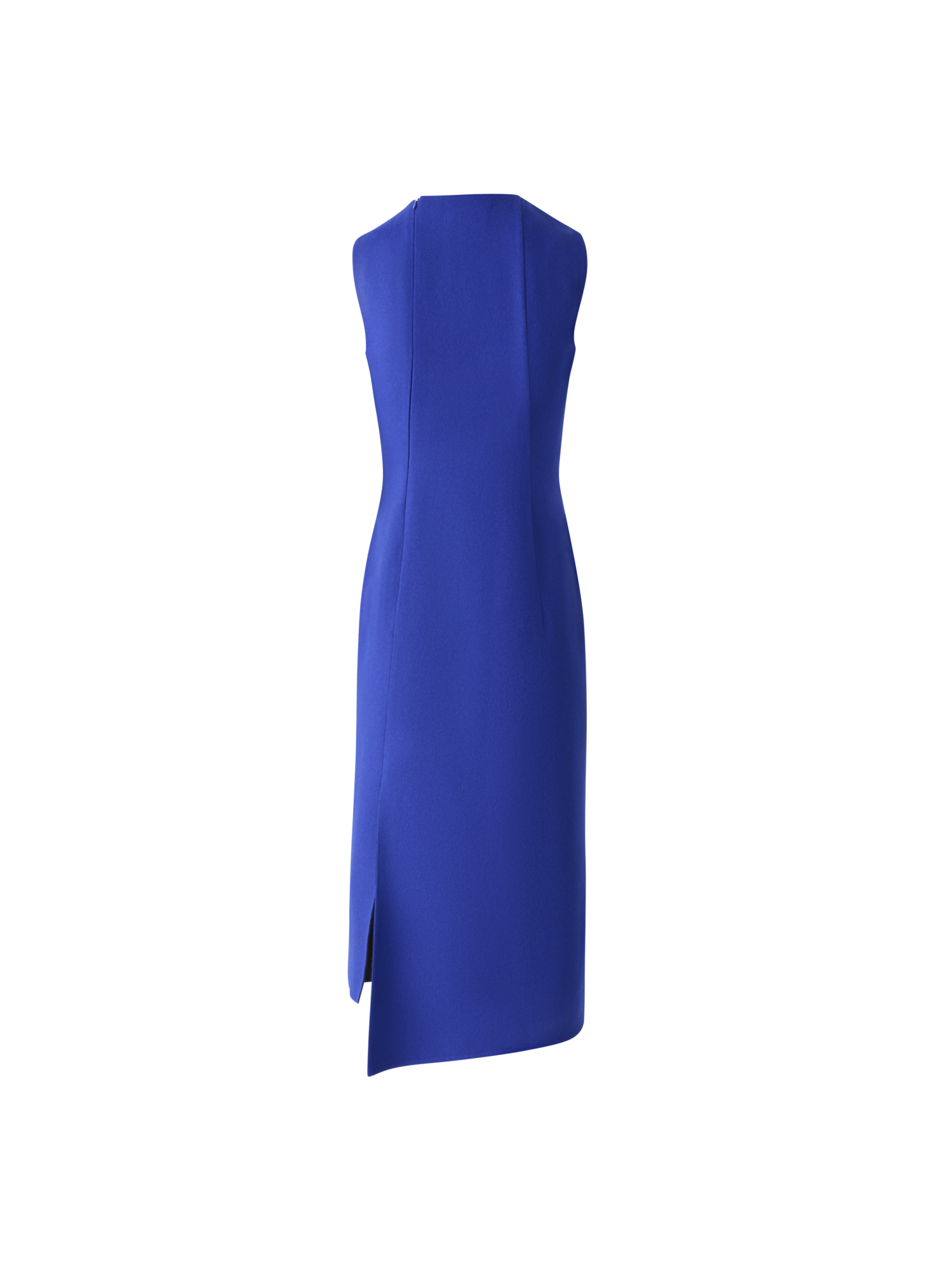 Designer Asymmetrical Wool Double-Face Midi Dress - blue