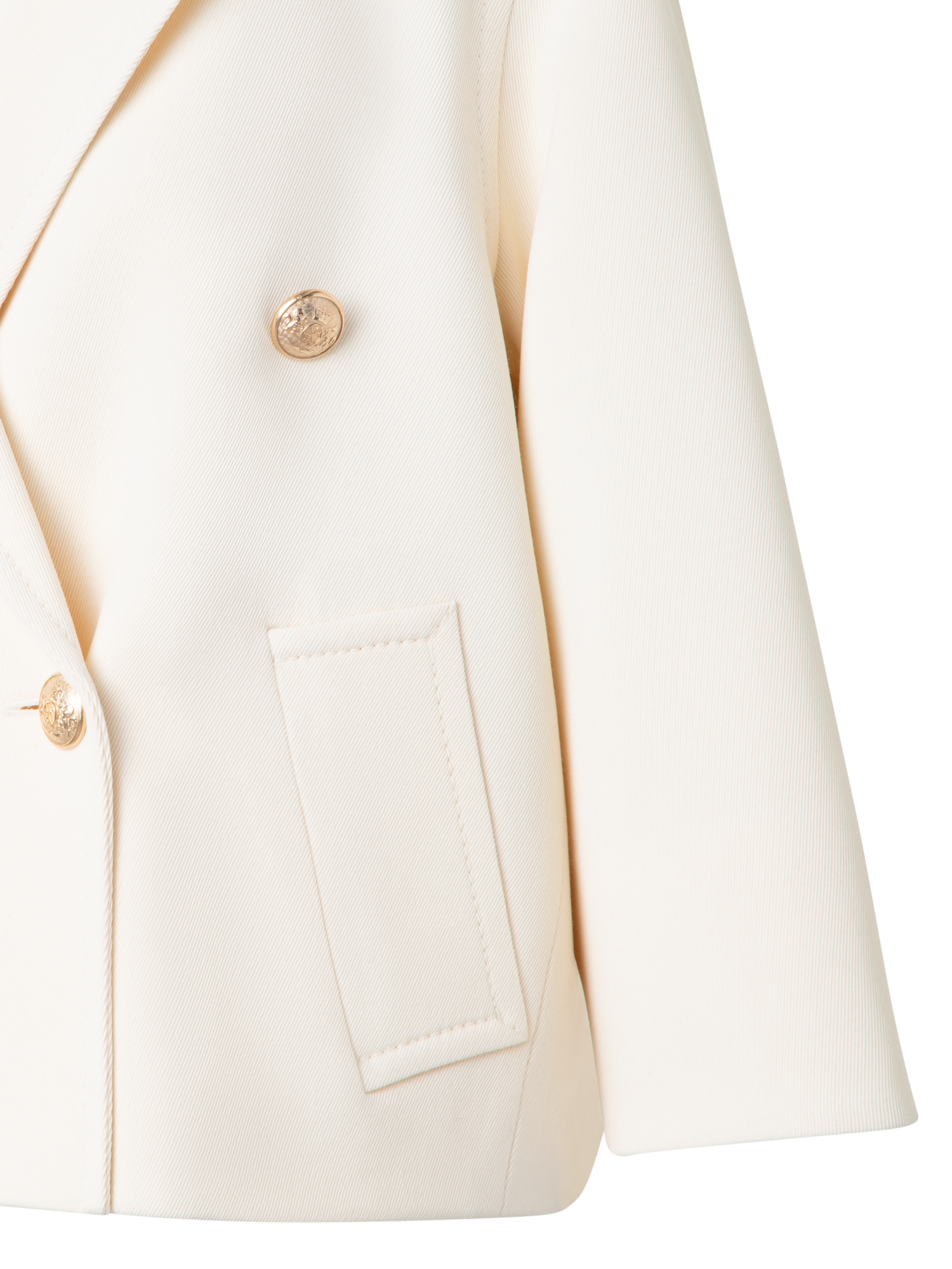 Designer Double-Breasted Wool Pea Coat - ecru - white