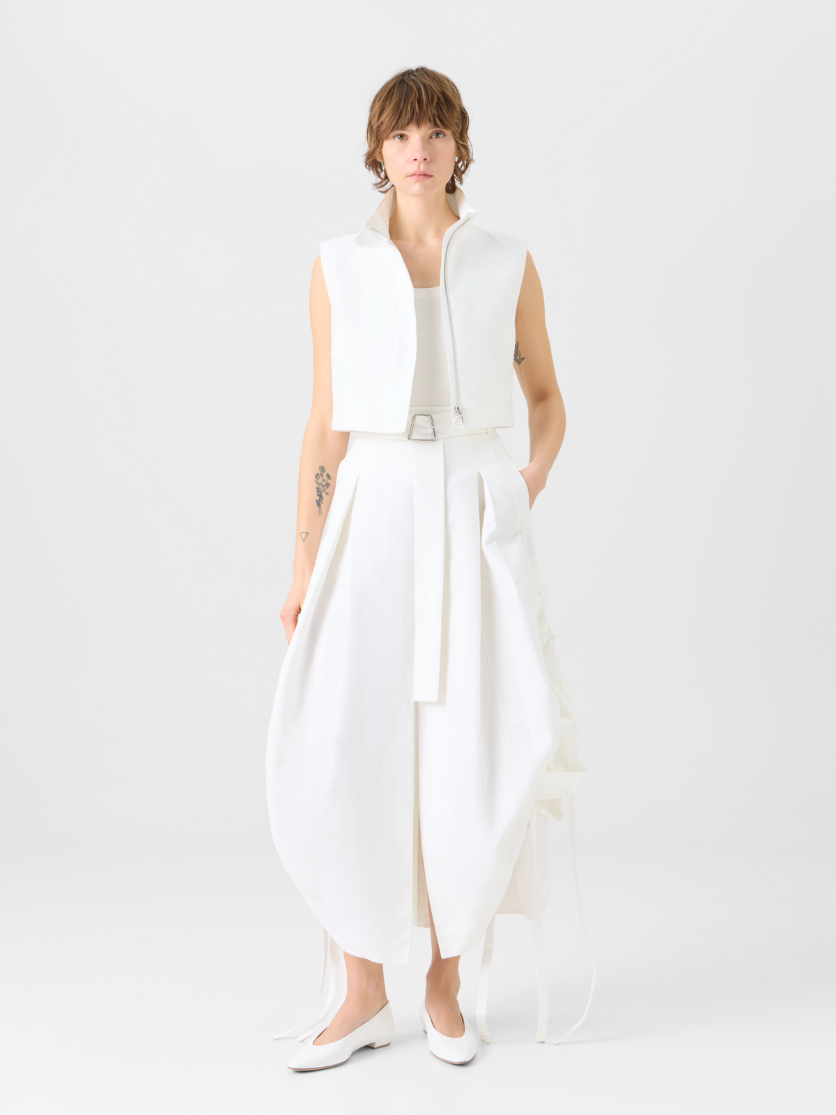 Designer Hester Structured Short Cotton Double-Face Gilet - ecru #editorial