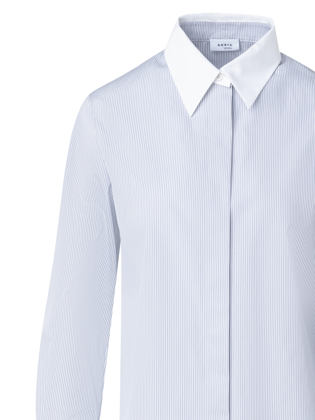 Designer Striped Cotton Tunic with White Collar - blue - multicolor