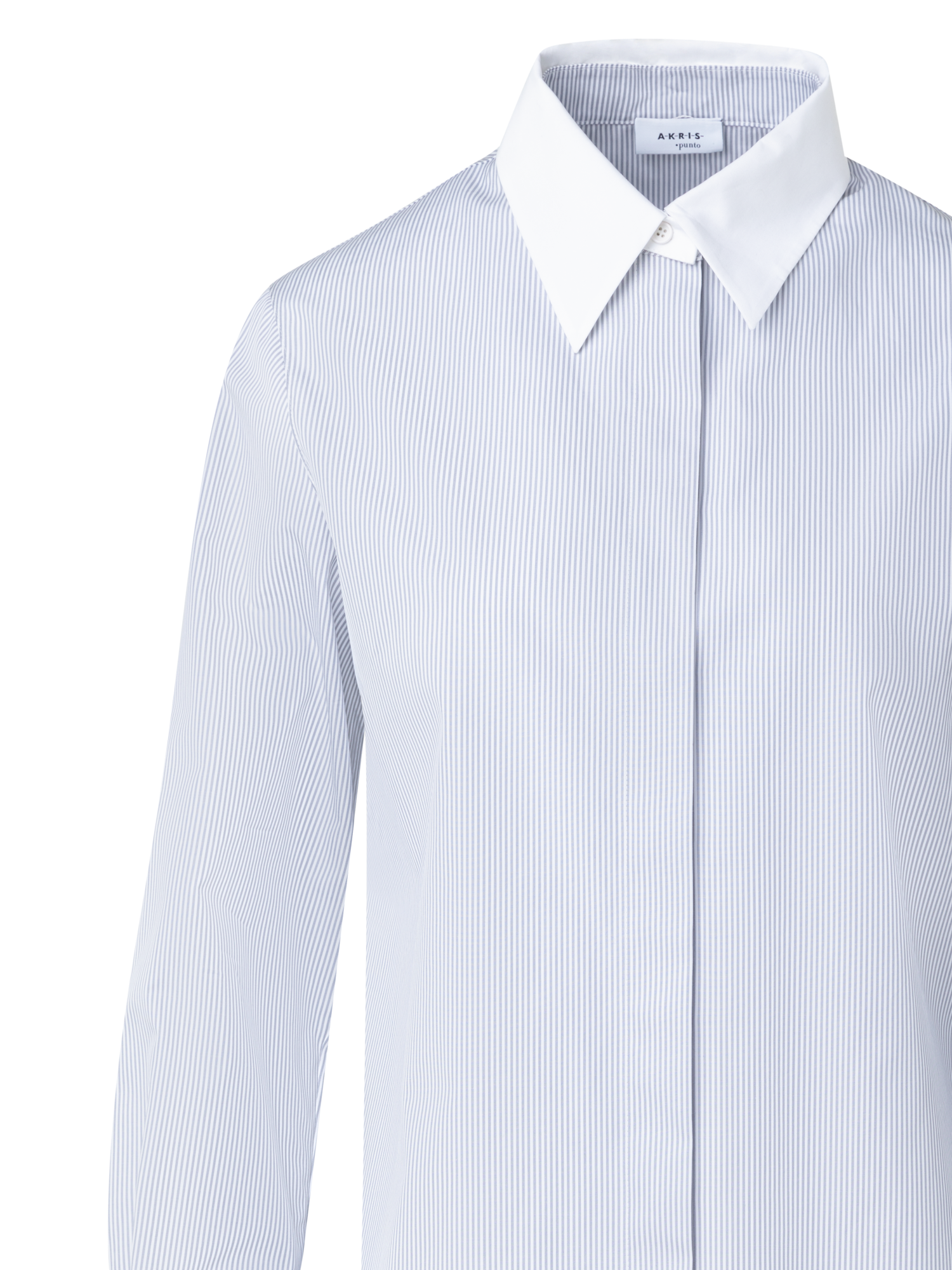 Designer Striped Cotton Tunic with White Collar - blue - multicolor