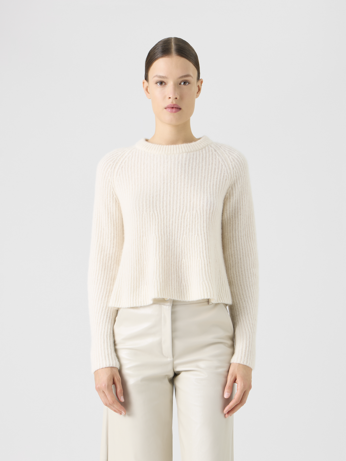 Designer Cashmere-Silk Ribbed Sweater - ecru #editorial