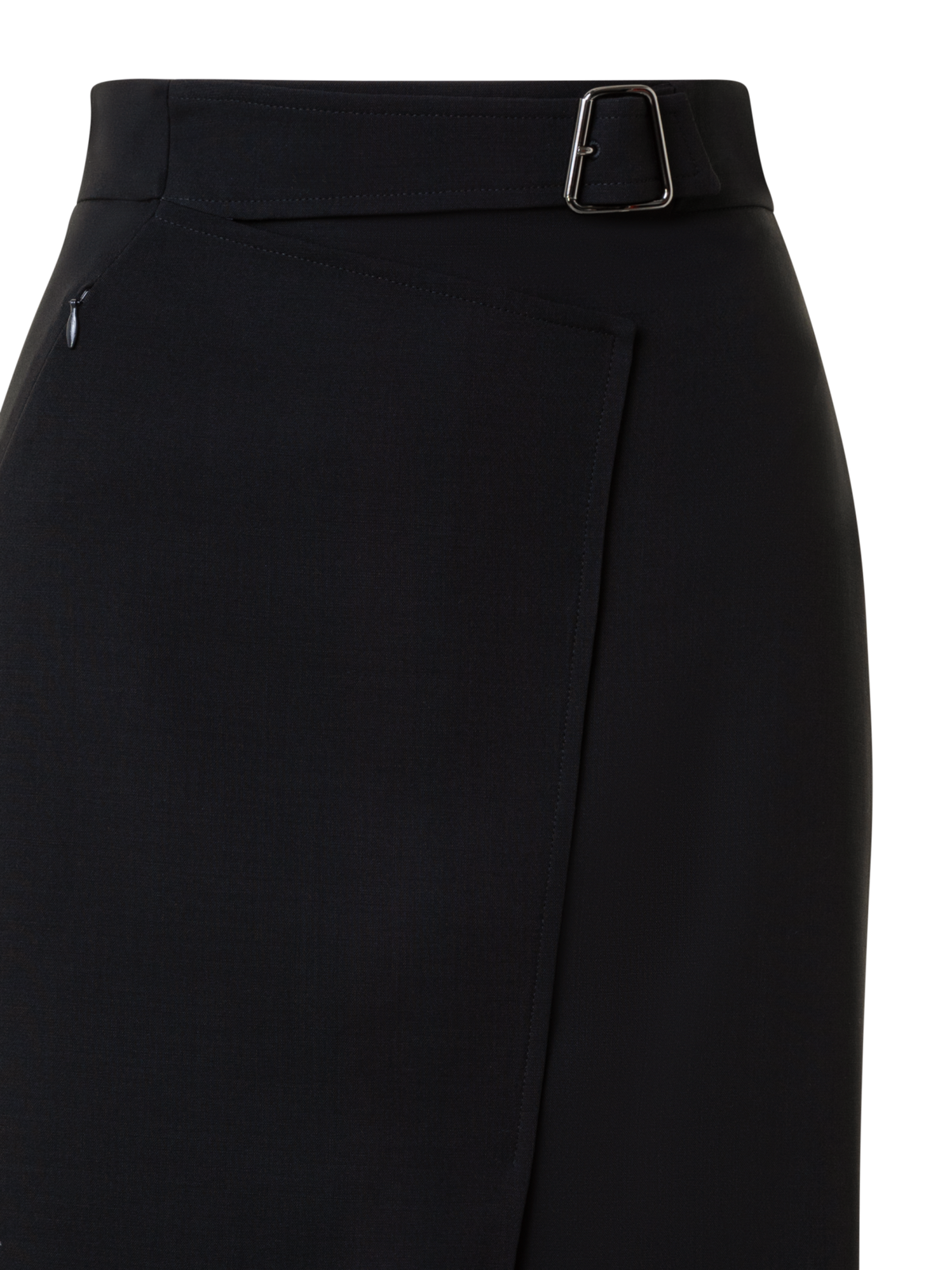 Designer Wool Double-Face Wrap Effect Pencil Skirt - black