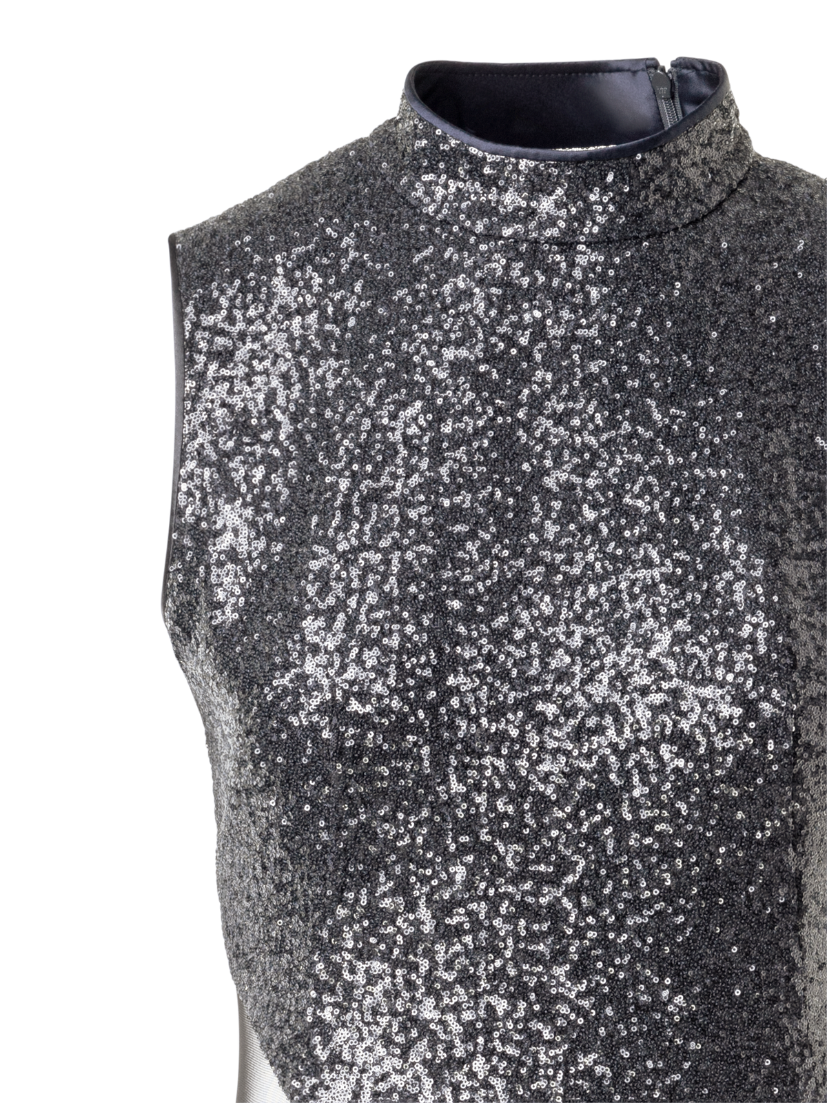 Designer Sequined Sheath Dress with Open Back - grey