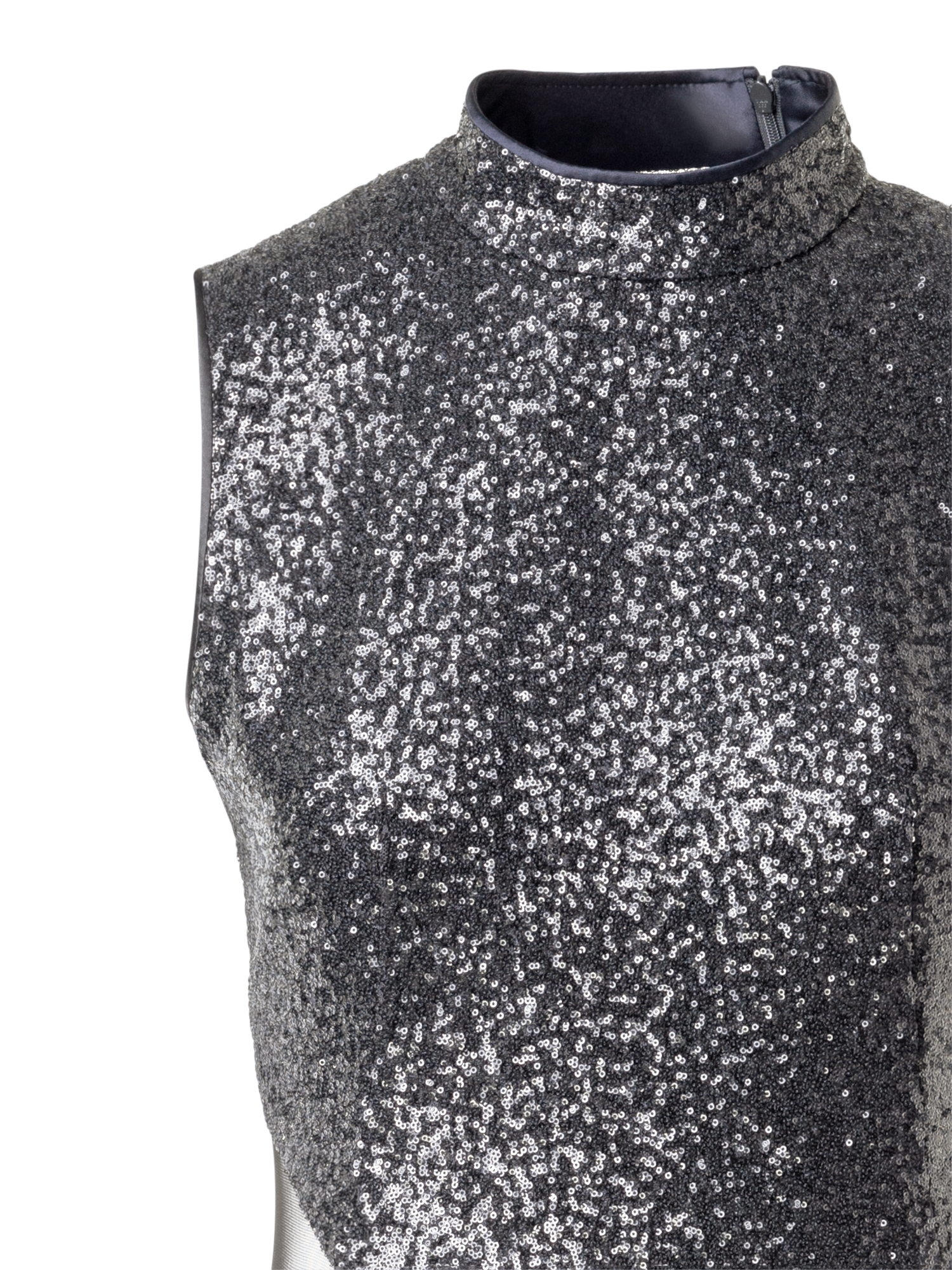 Designer Sequined Sheath Dress with Open Back - grey