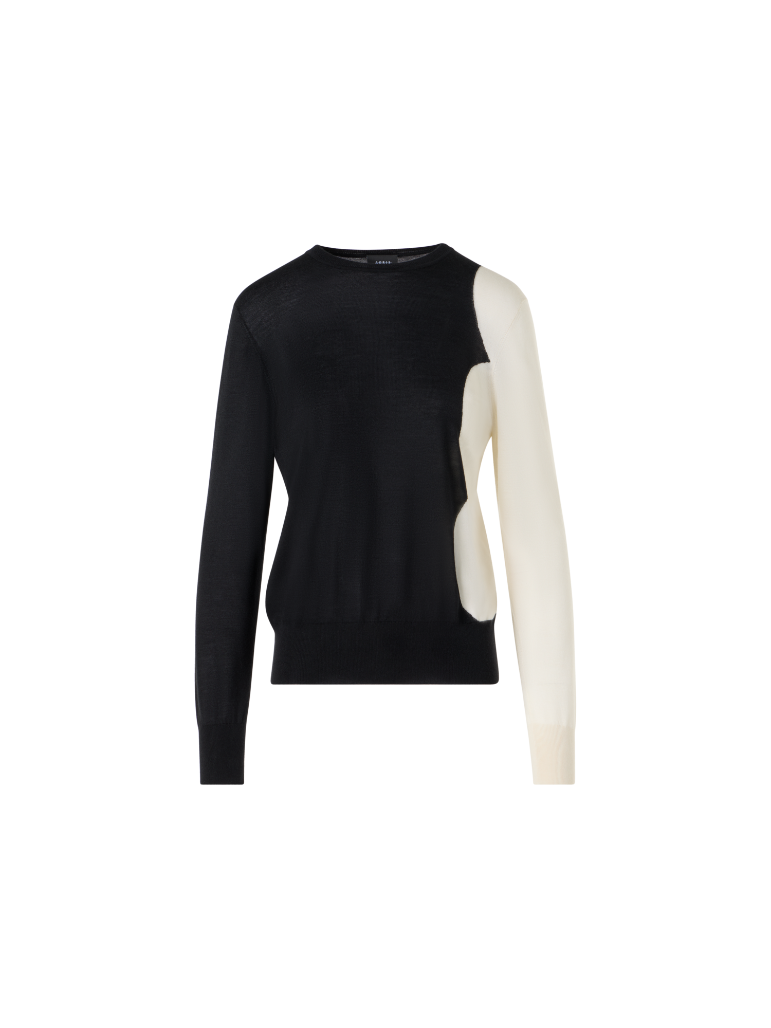 Designer Long Sleeve Cashmere Silk Cloud Intarsia Sweater - black