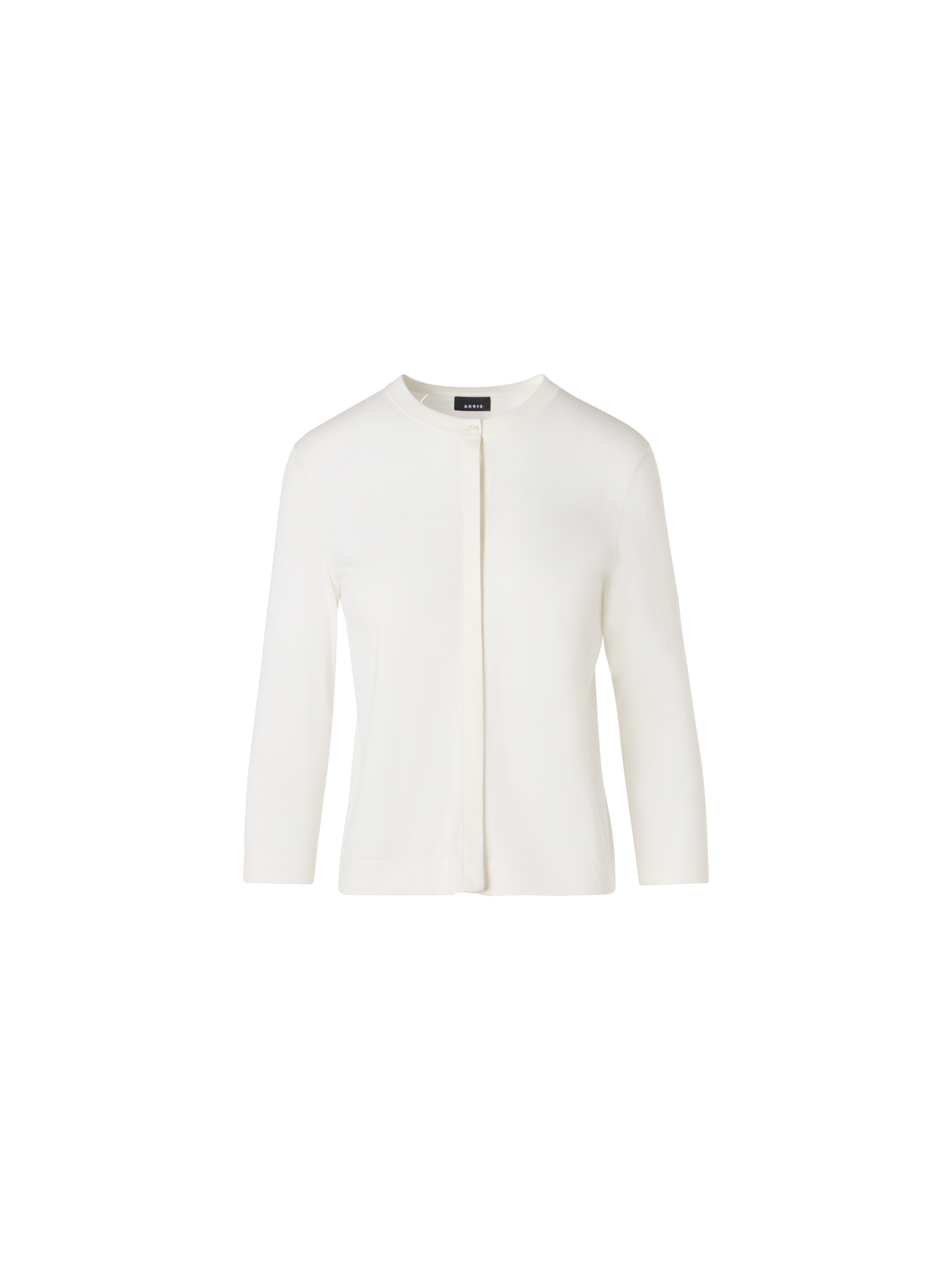 Designer Long-Sleeve Sea Island Cotton Knit Cardigan - ecru