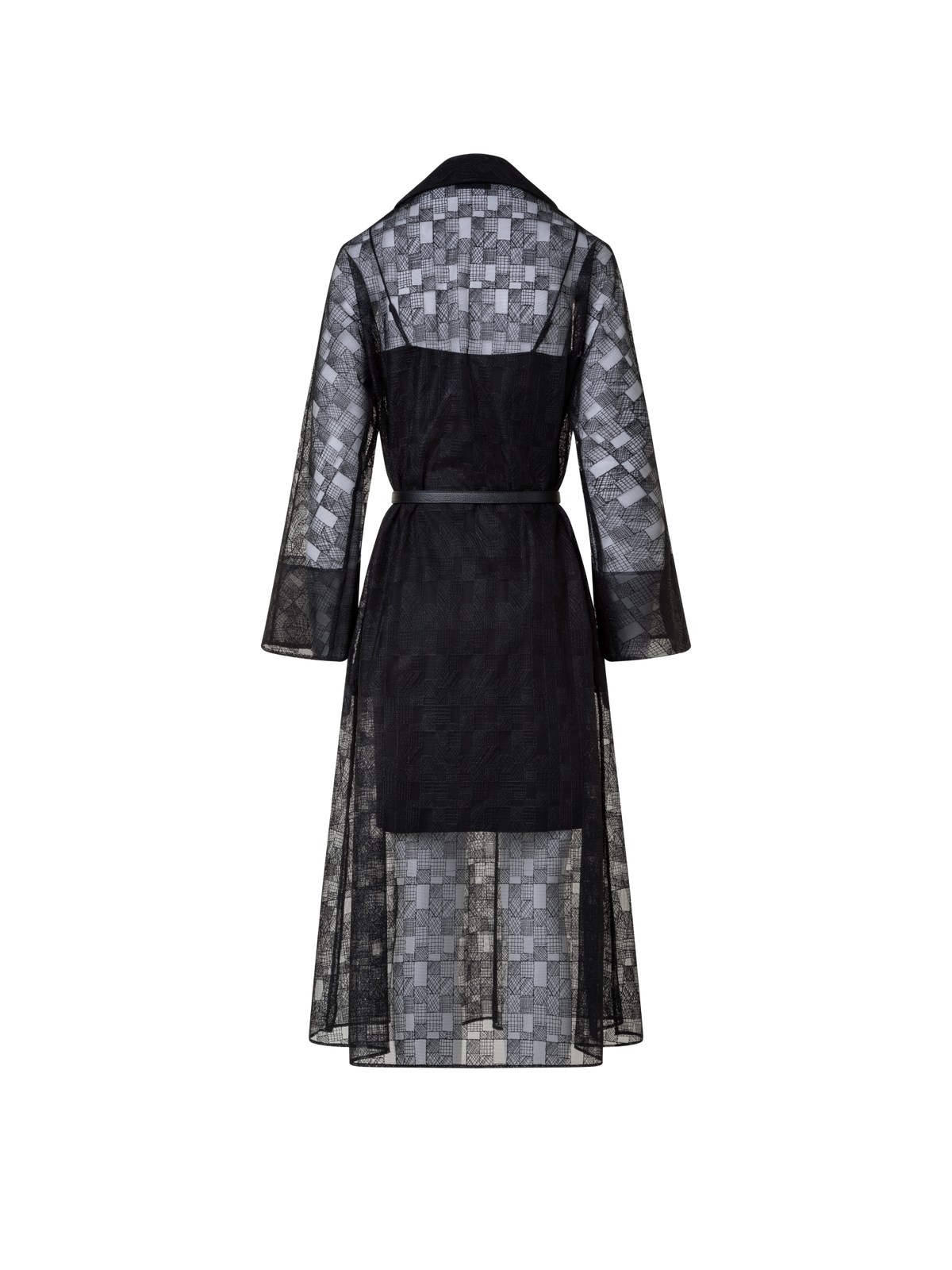 Designer Shirt Dress in Lizzy Grid Embroidery - black