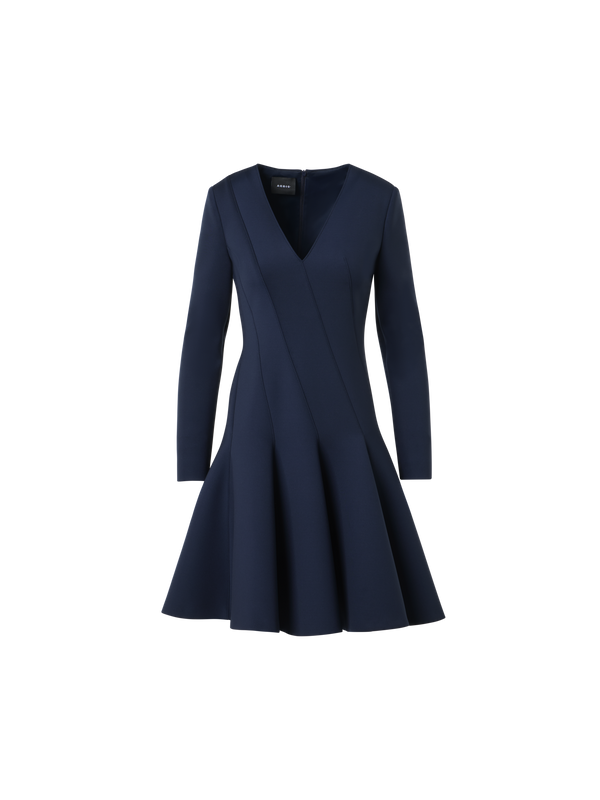 Designer Fit-and-Flare Techno Neoprene Dress - blue