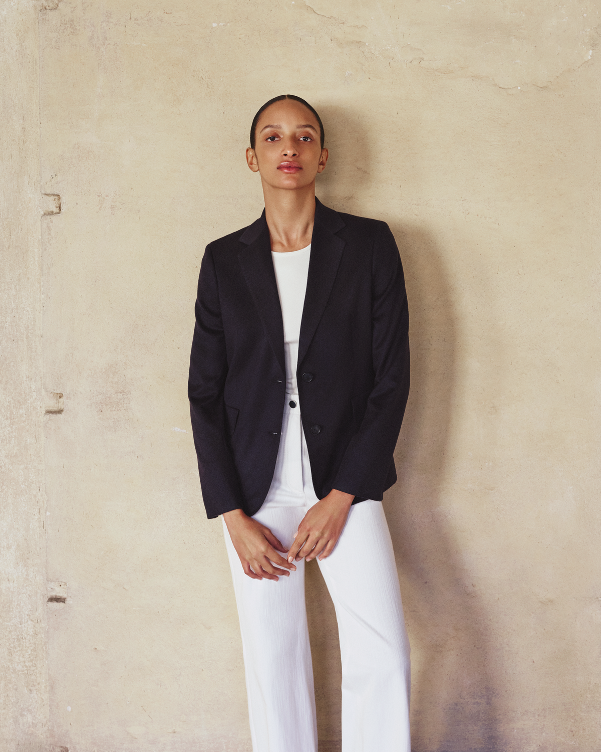 Designer Tailored Blazer in Pure Cashmere Double-Face - neutral - navy - blue #editorial