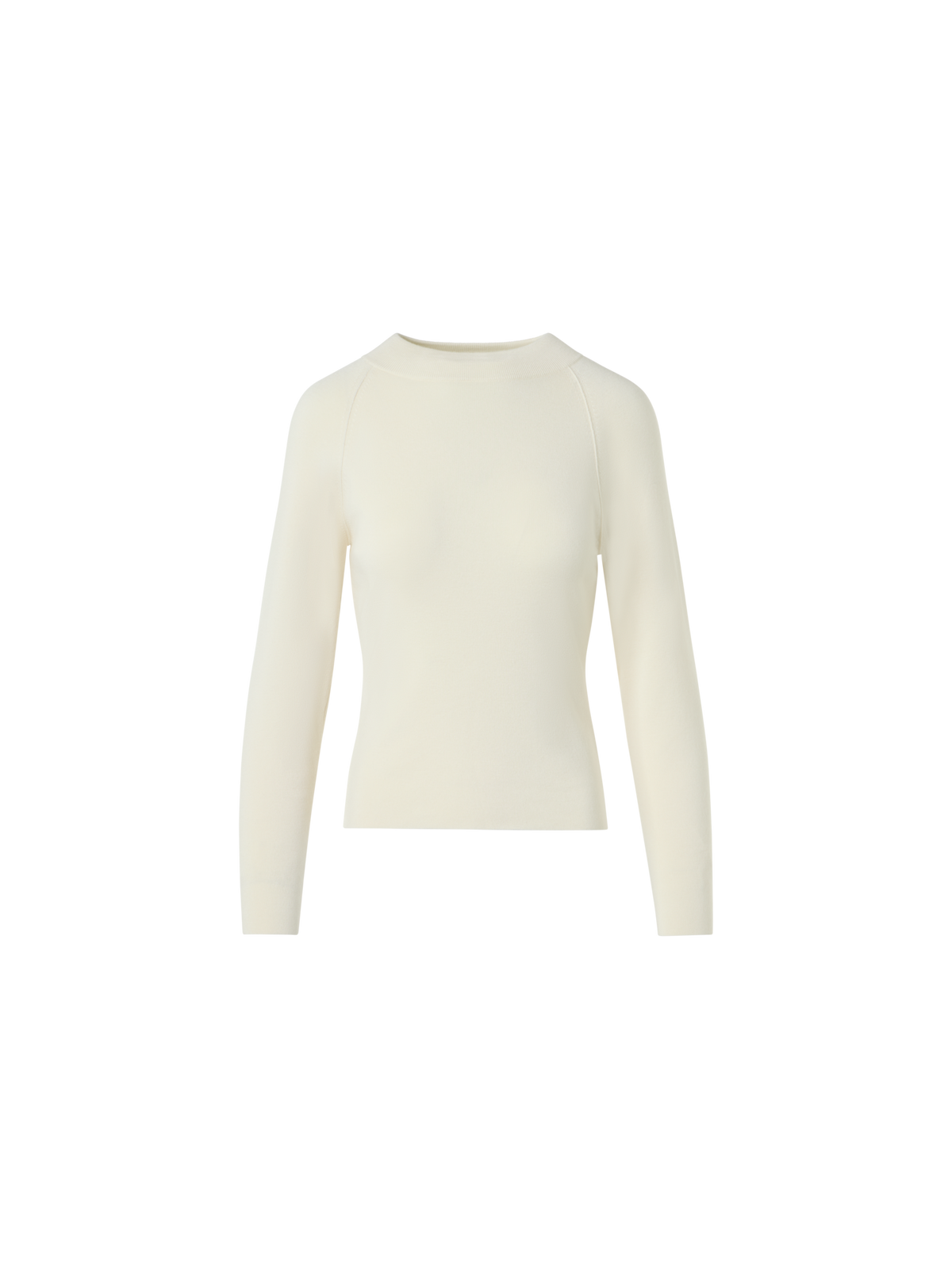 Designer Fitted Cashmere Silk Knit Sweater - ecru