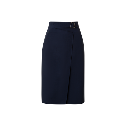 Wool Double-Face Wrap Effect Pencil Skirt