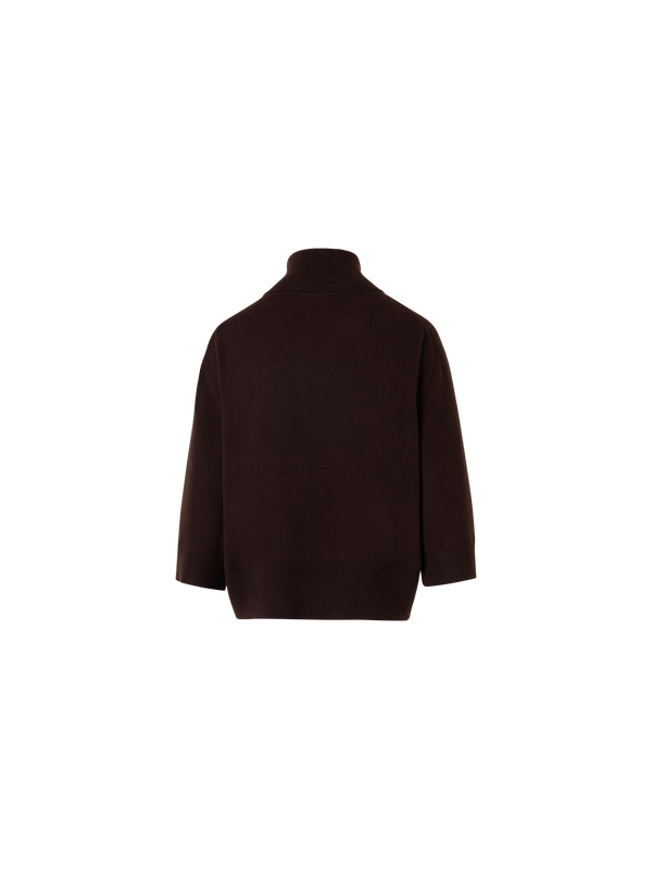 Designer Cashmere Turtle Neck Pullover - brown