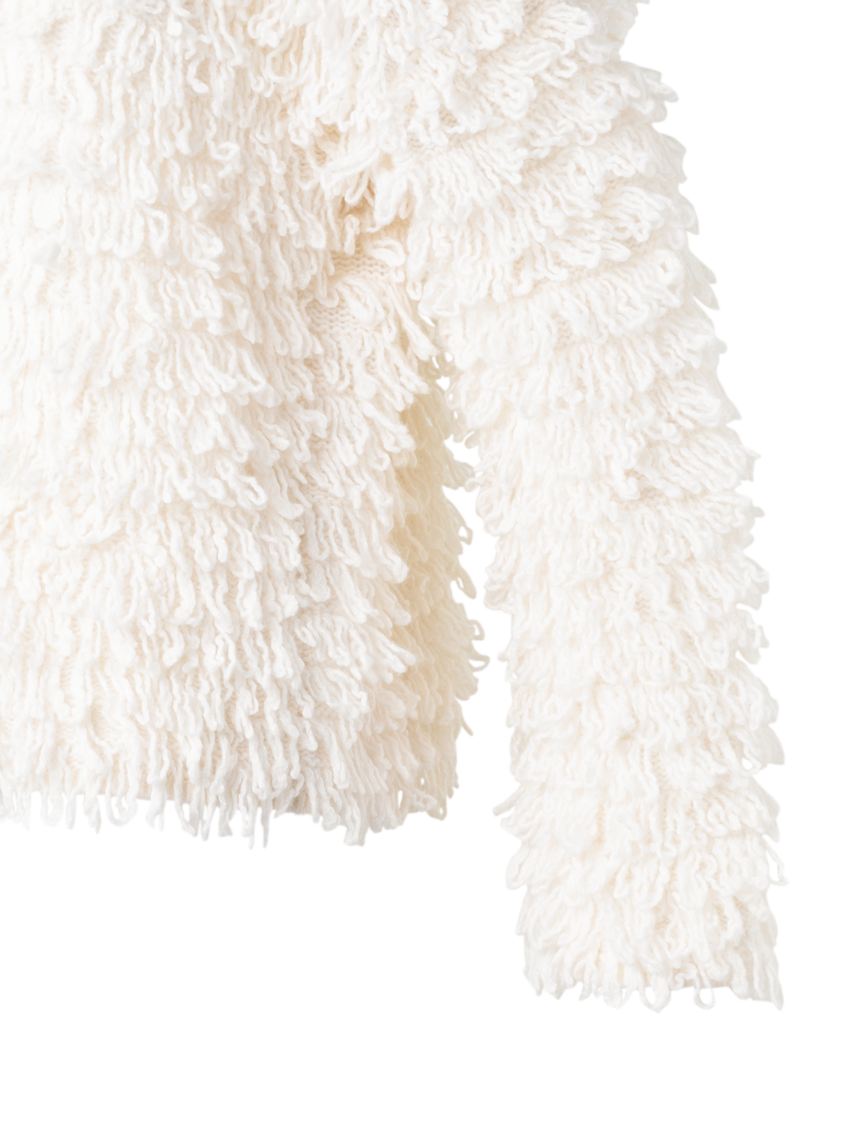 Designer Allover Loops Wool Silk Cashmere Sweater - ecru - white