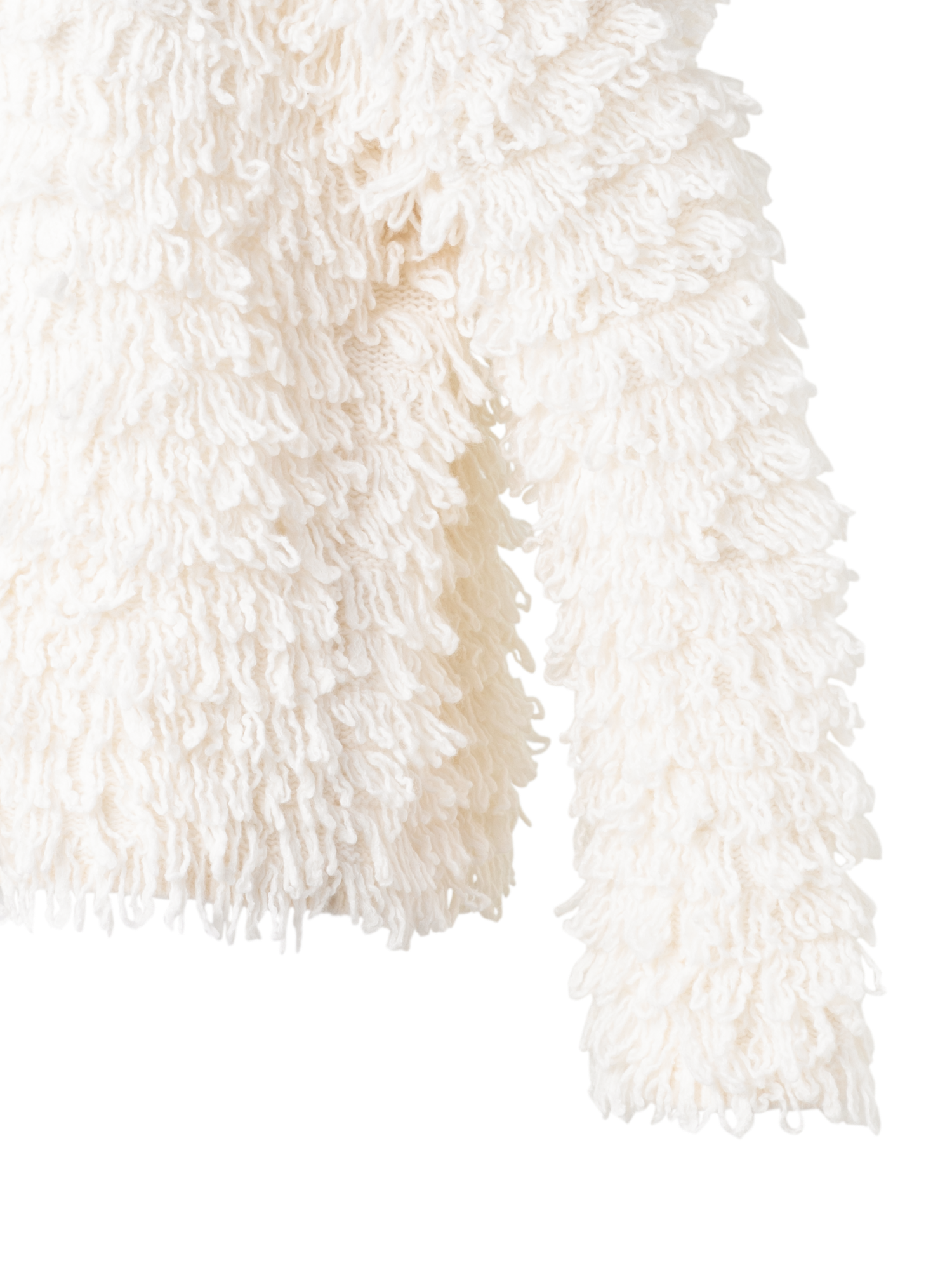 Designer Allover Loops Wool Silk Cashmere Sweater - ecru - white