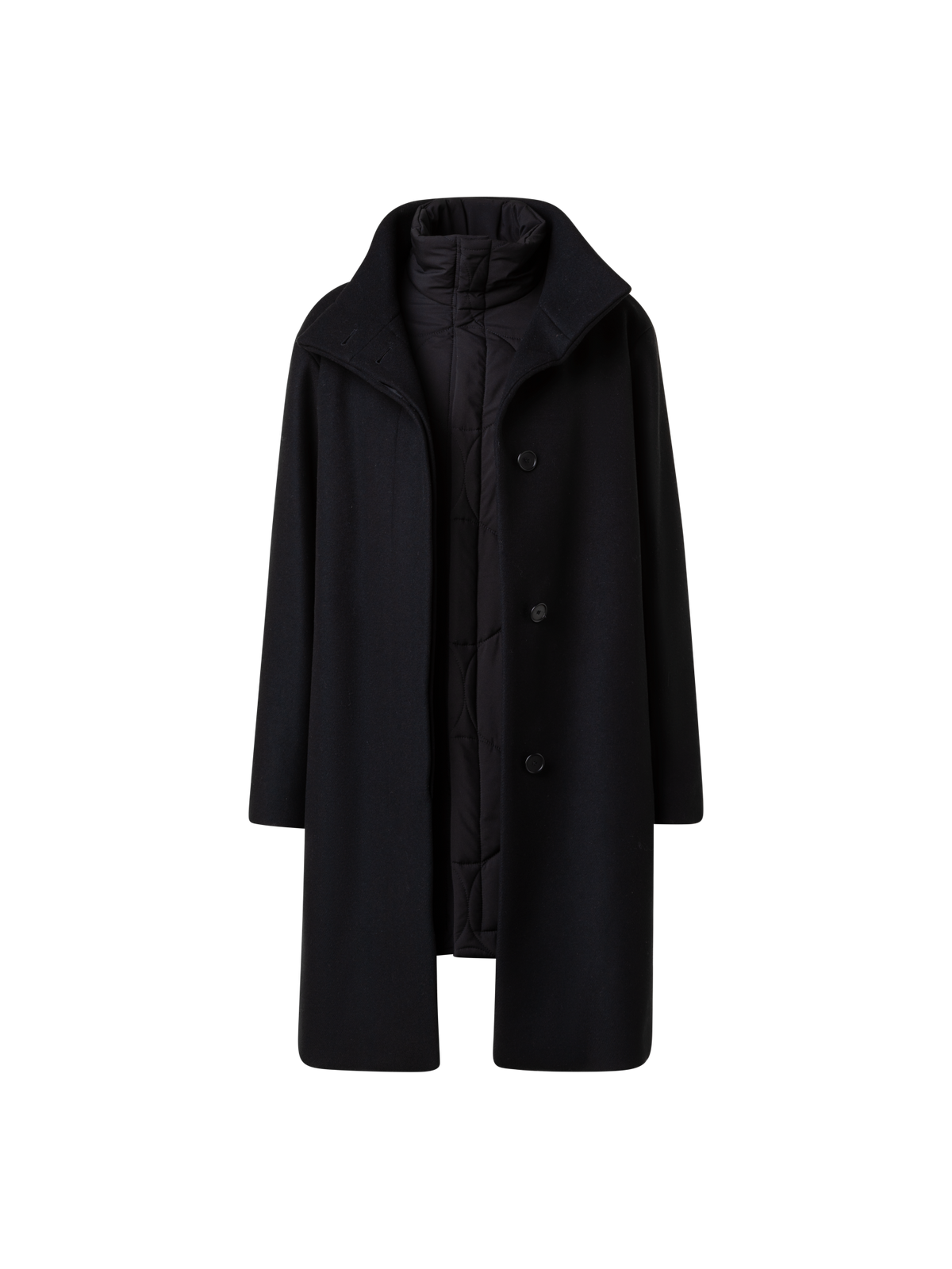 Designer 3-in-1 Long Coat - black