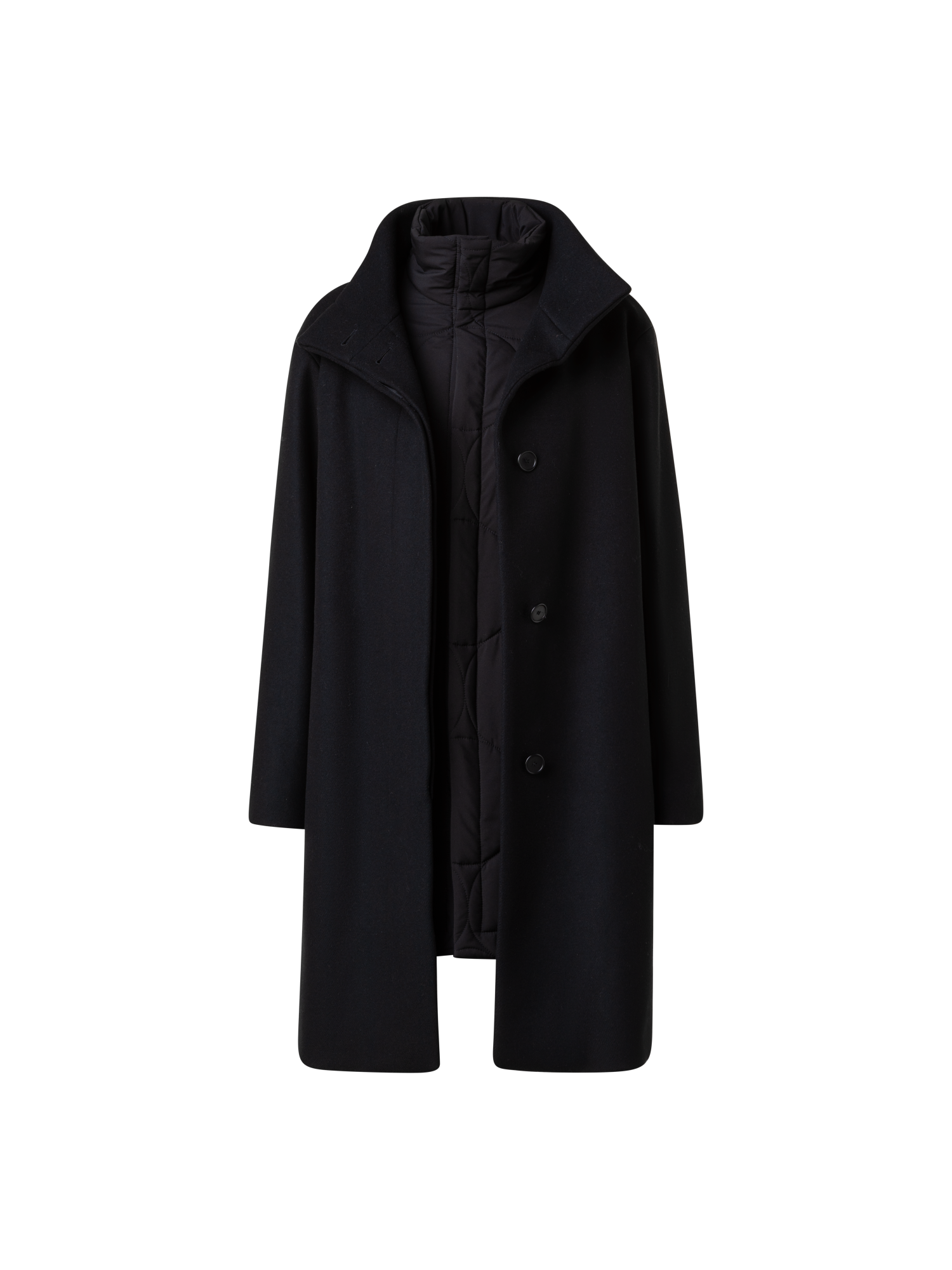 Designer 3-in-1 Long Coat - black