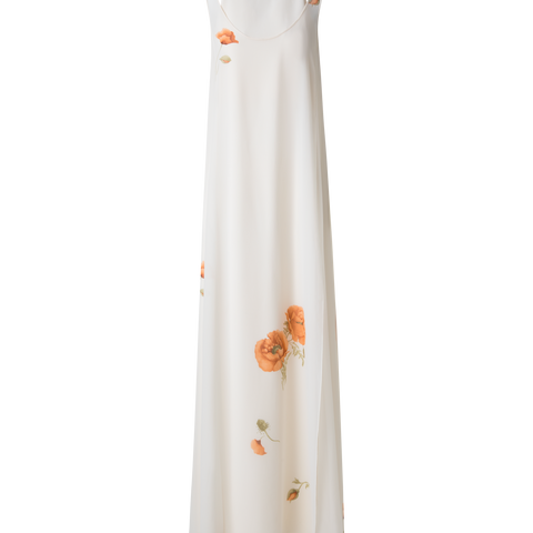 Long Silk Gown with Anemone Print