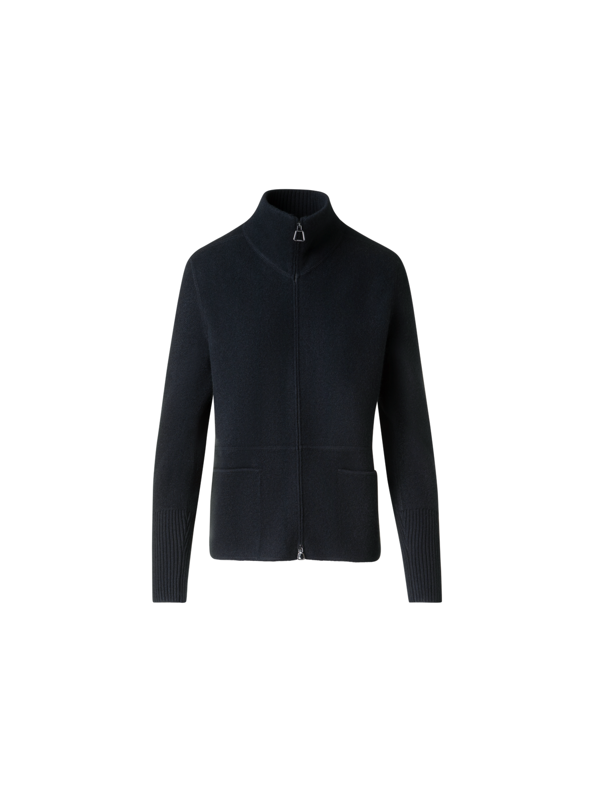 Designer Cardigan in Cashmere Pique Knit  - black