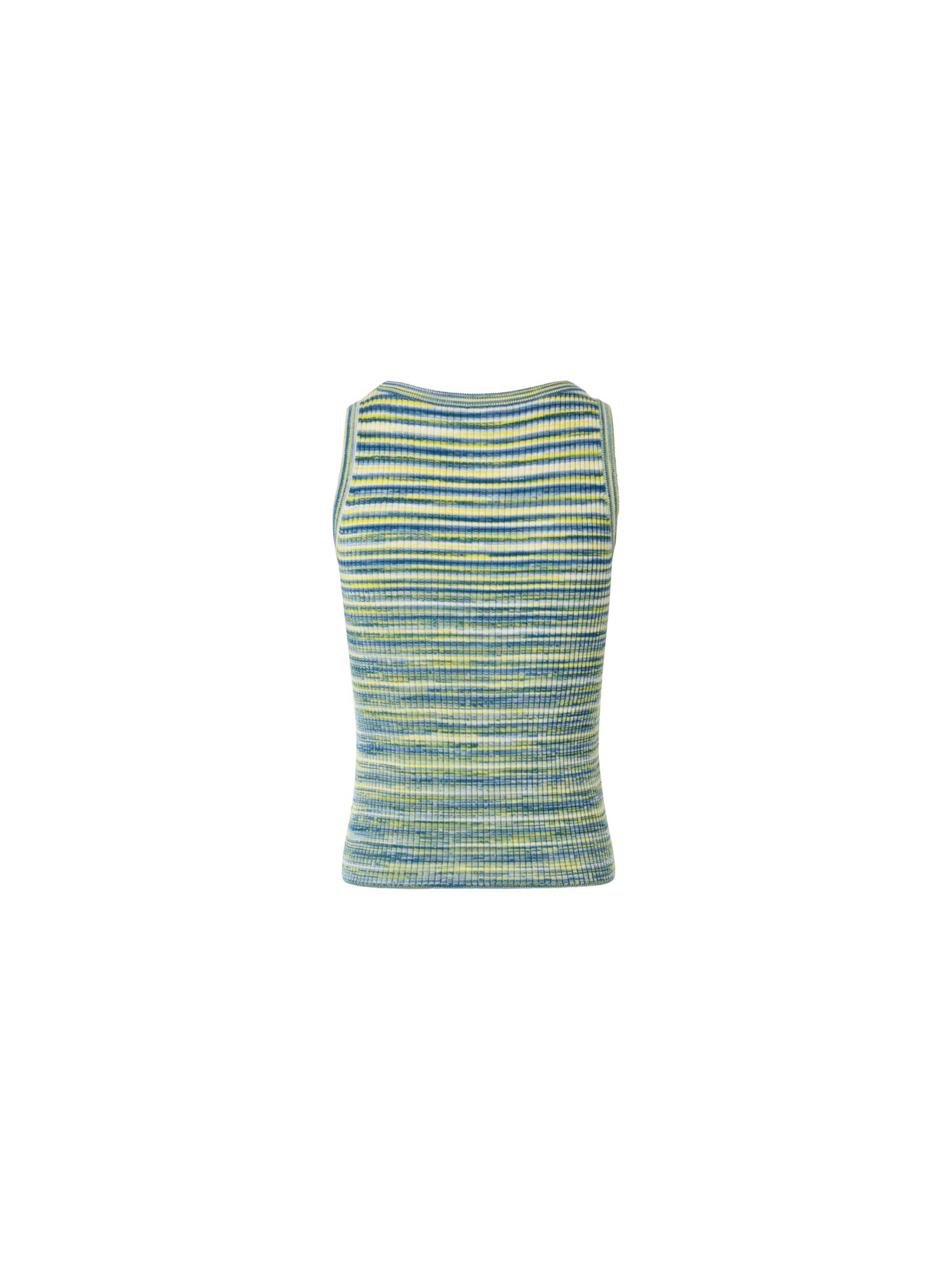 Designer Fitted Scoop Neck Space-Dye Merino Rib Knit Tank - multicolor