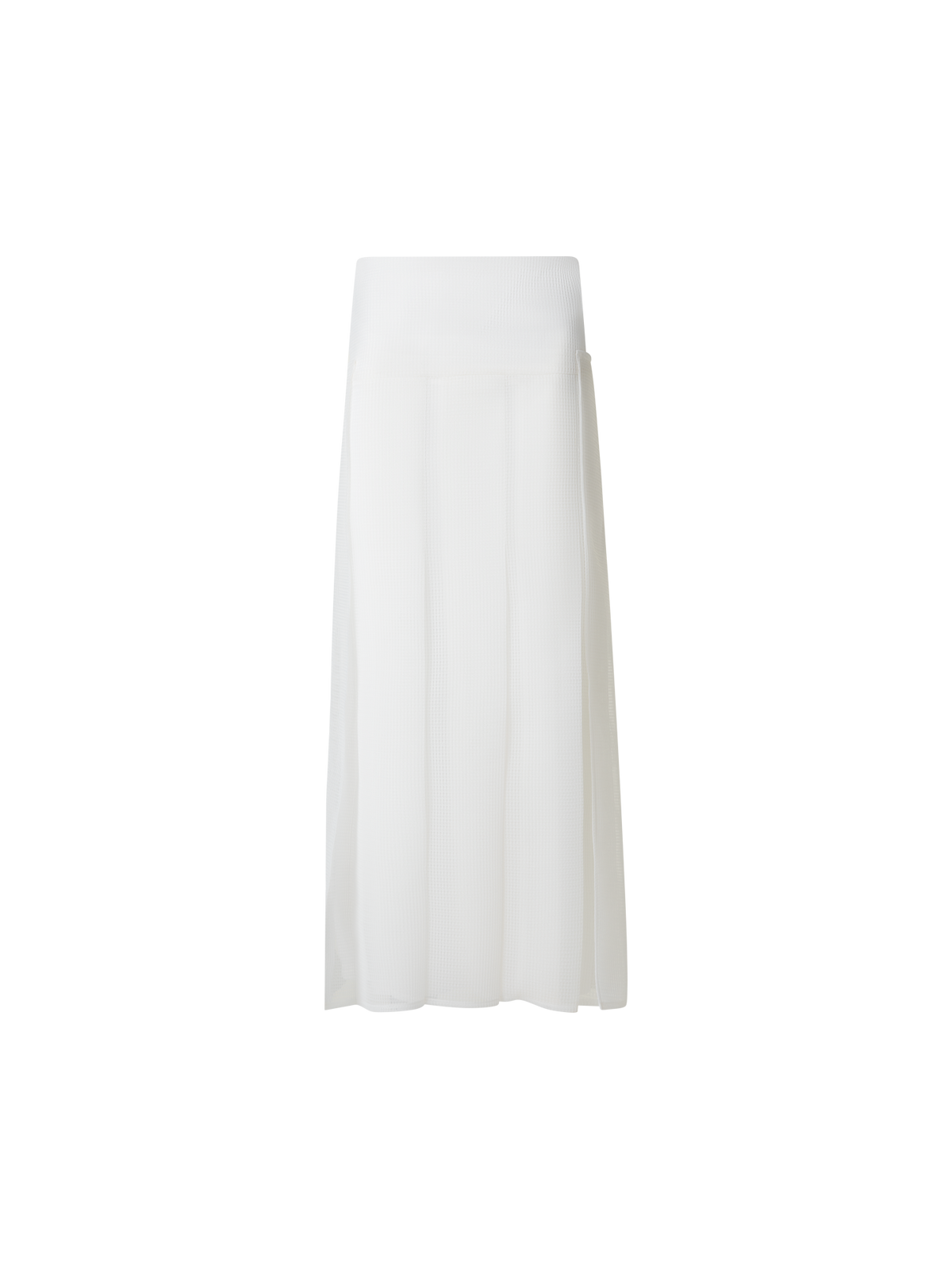 Designer Pleated Midi Skirt in Lined Techno Grid - neutral - white
