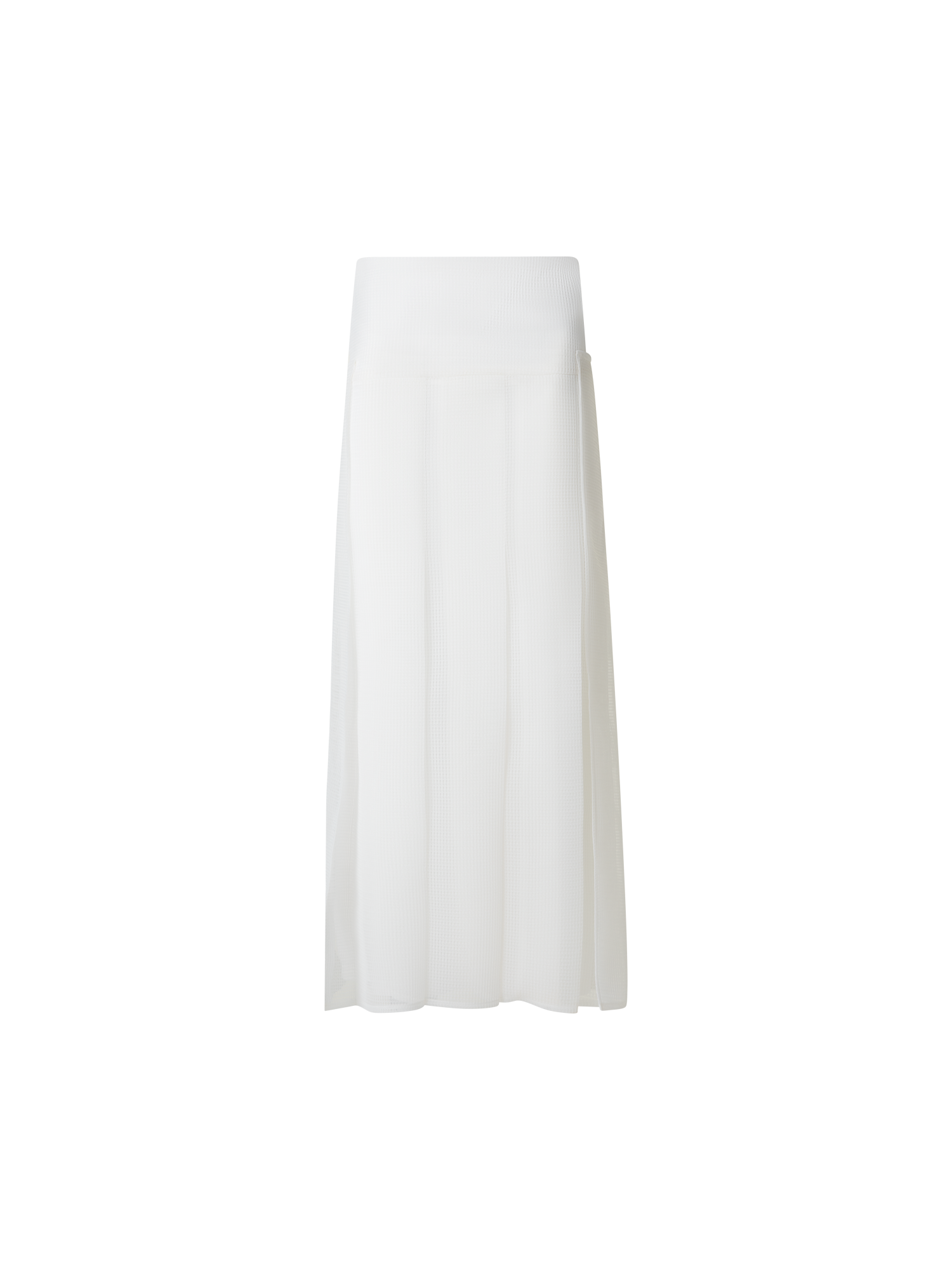 Designer Pleated Midi Skirt in Lined Techno Grid - neutral - white
