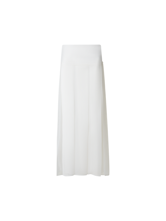 Designer Pleated Midi Skirt in Lined Techno Grid - neutral - white