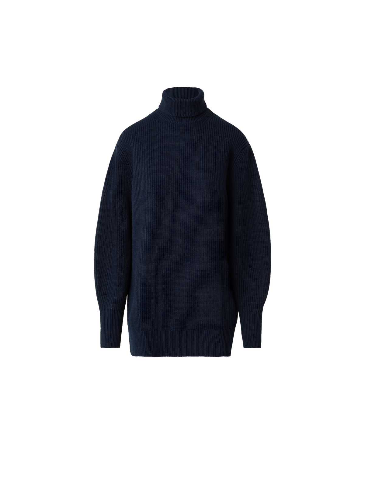 Designer Wool Cashmere Blend Turtleneck Knit Sweater - navy - blue