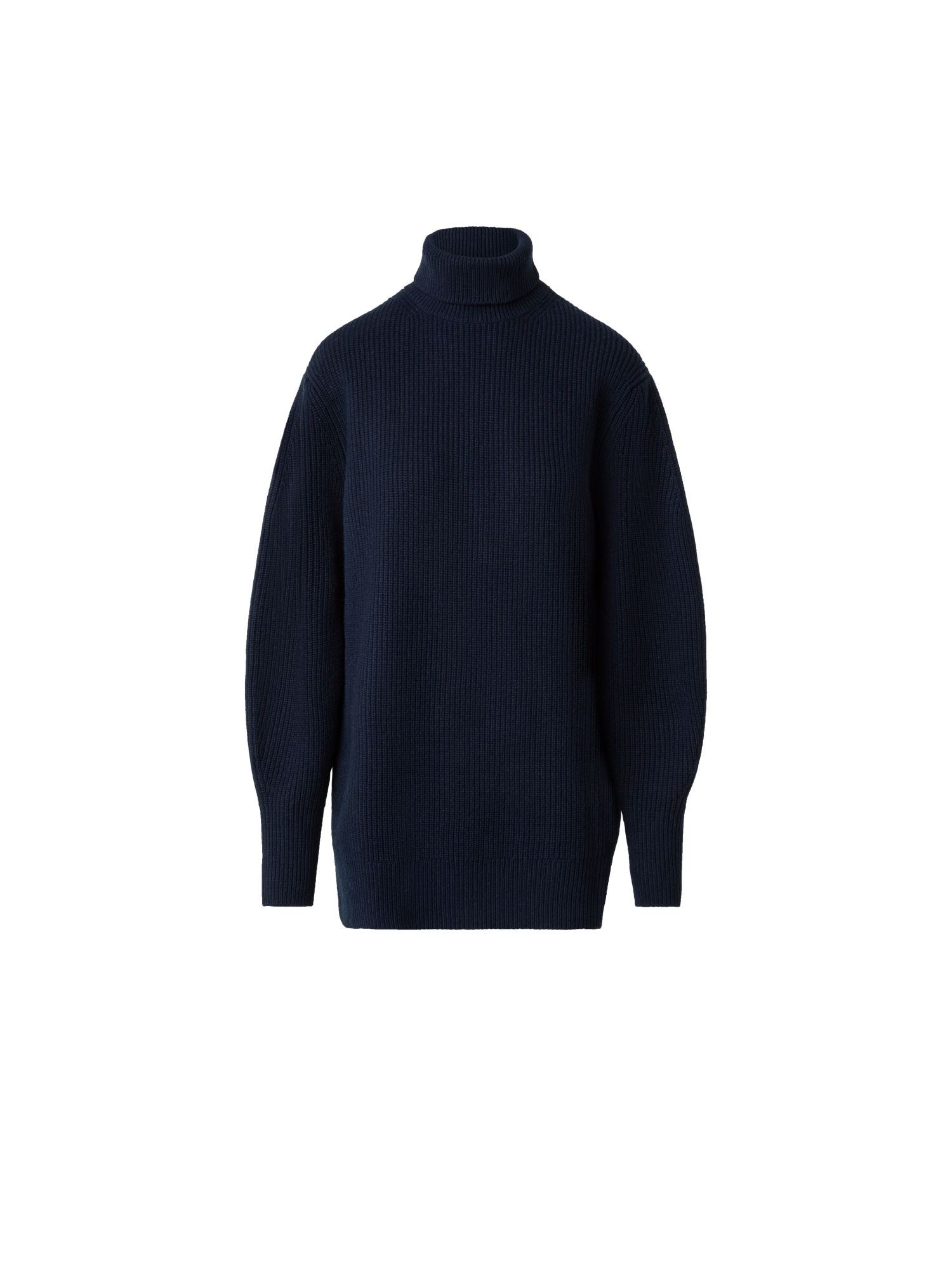 Designer Wool Cashmere Blend Turtleneck Knit Sweater - navy - blue