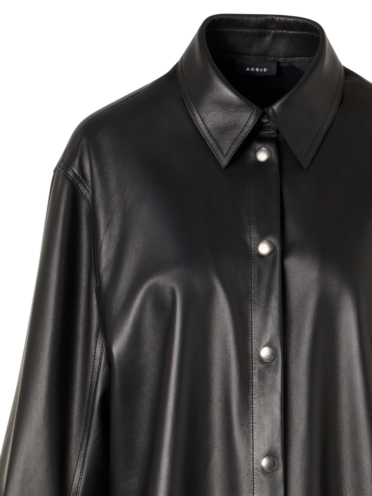 Designer Oversize Nappa Leather Shirt - black