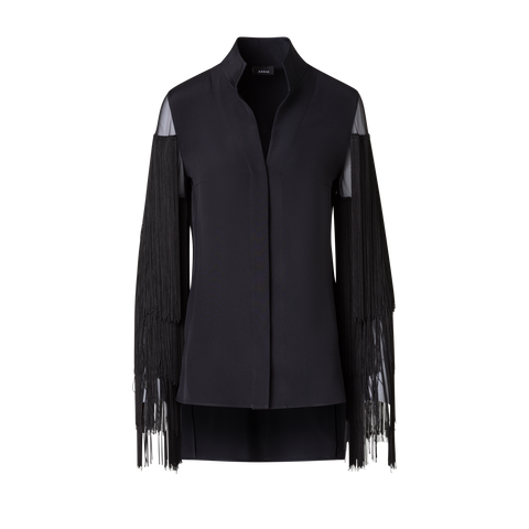 Seiden-Tunikabluse mit Fransenärmeln