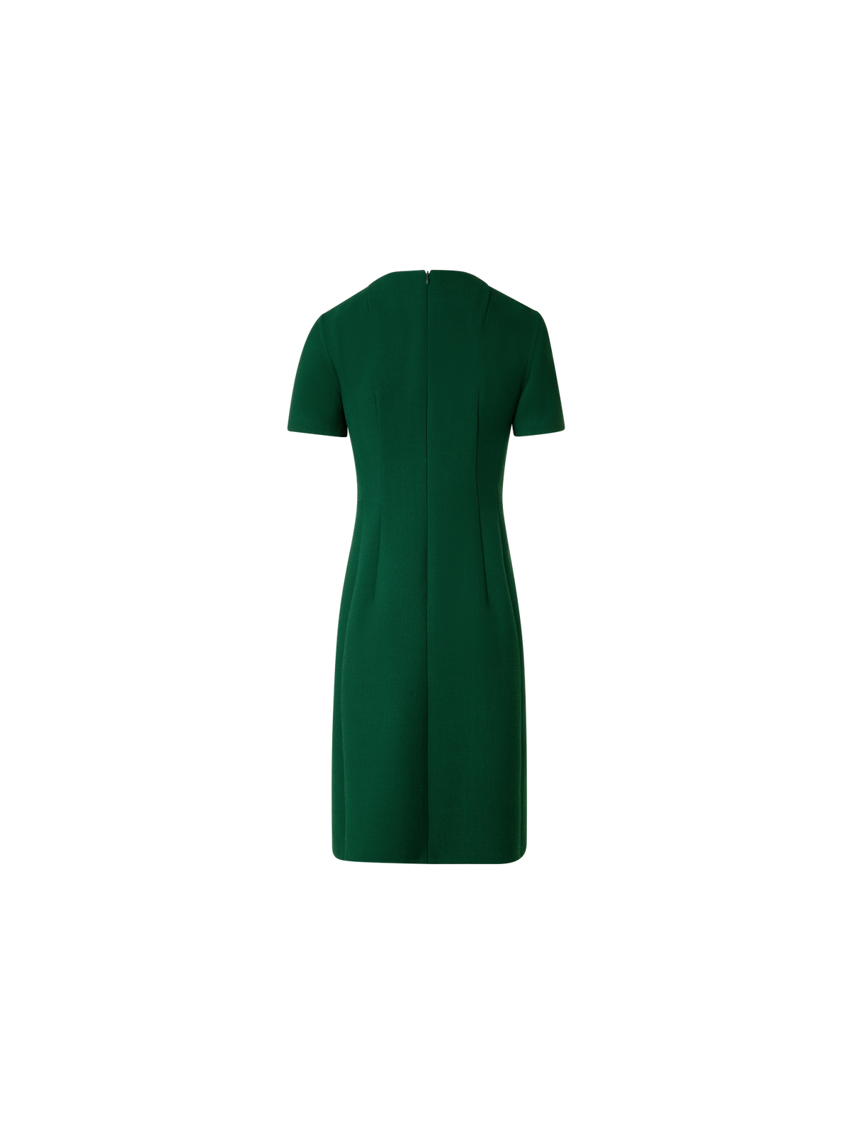 Designer Short Sleeves Sheath Dress in Wool Double-Face - green