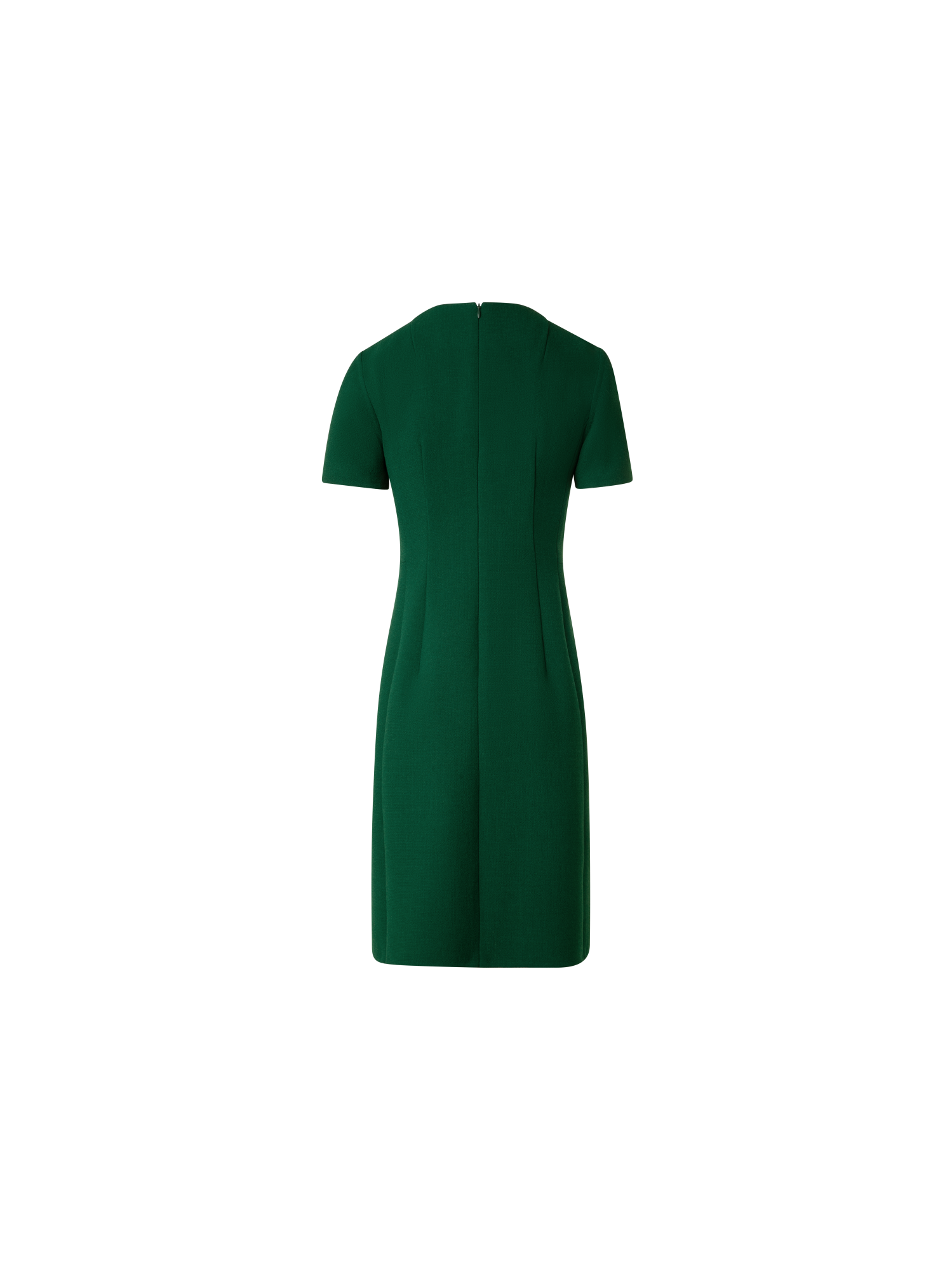 Designer Short Sleeves Sheath Dress in Wool Double-Face - green