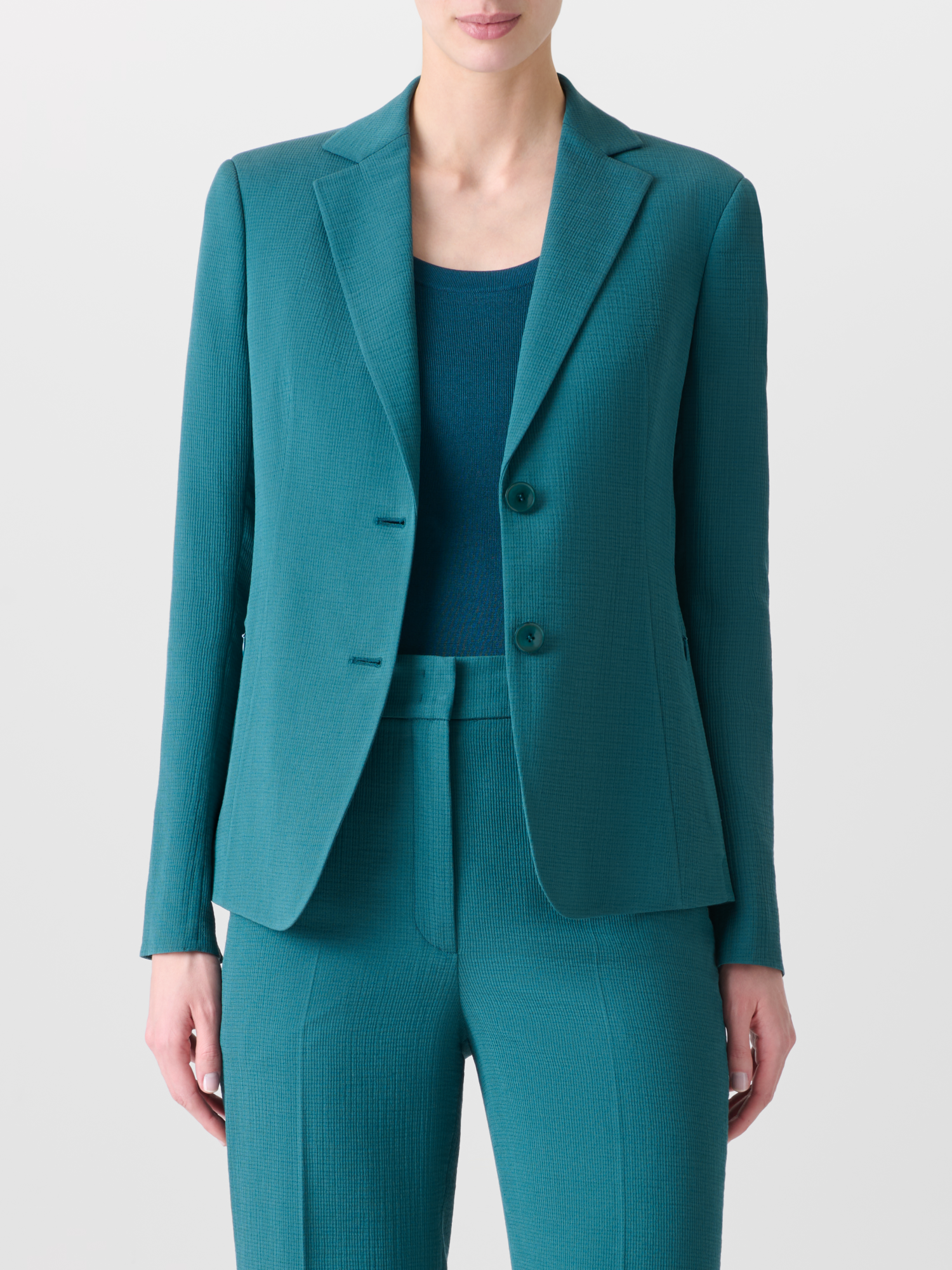 Designer Tailored Blazer in Cotton Silk Double-Face - green 