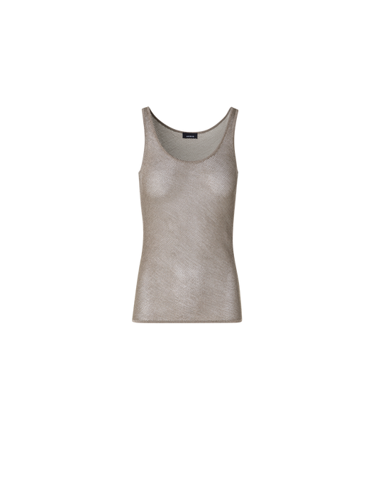 Designer Sheer Silk Mesh Knit Tank - gold