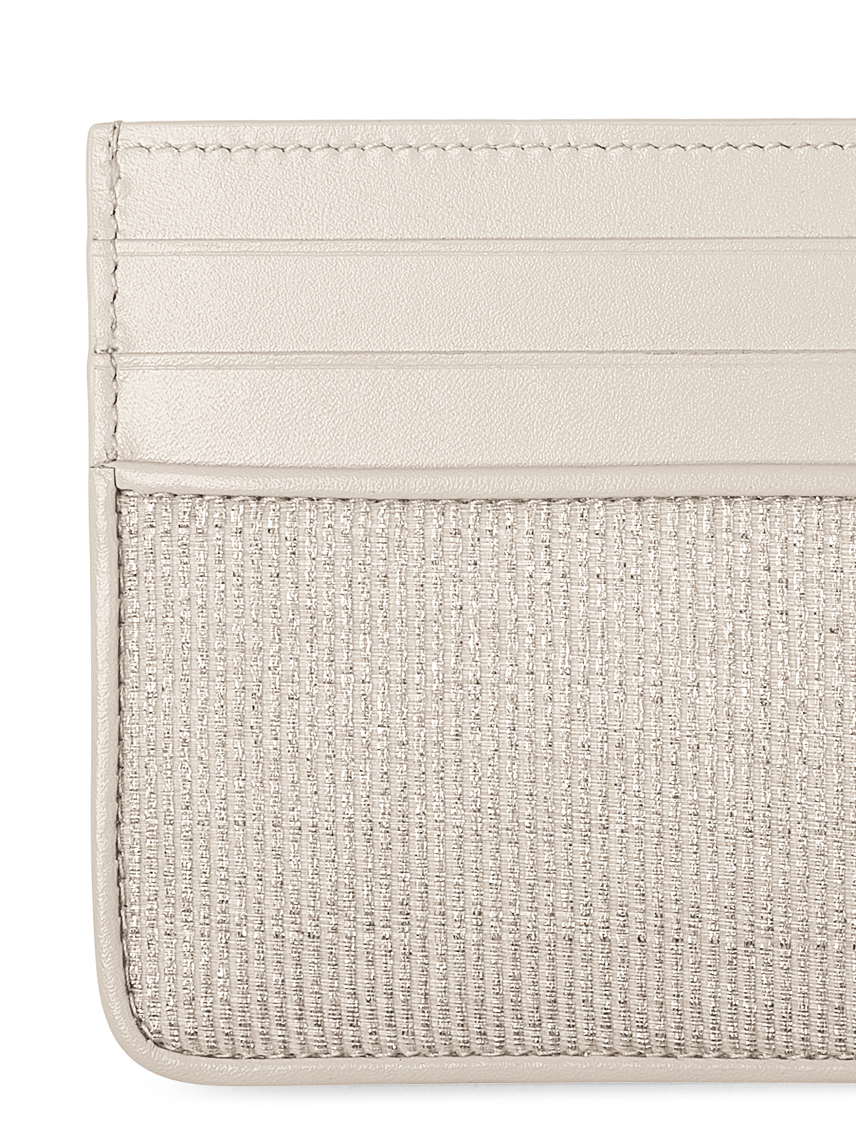 Designer Card Holder in Horsehair and Leather - ecru - beige