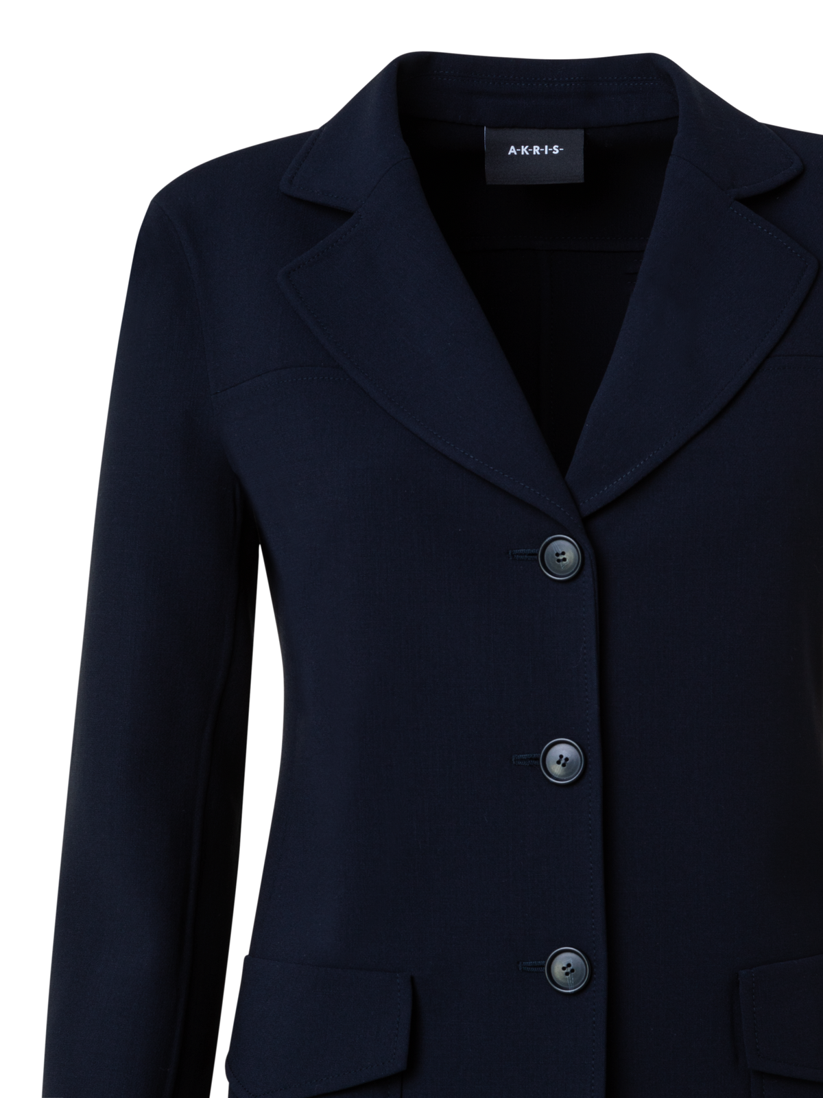 Designer Wool Stretch Double-Face Jacket - navy - blue