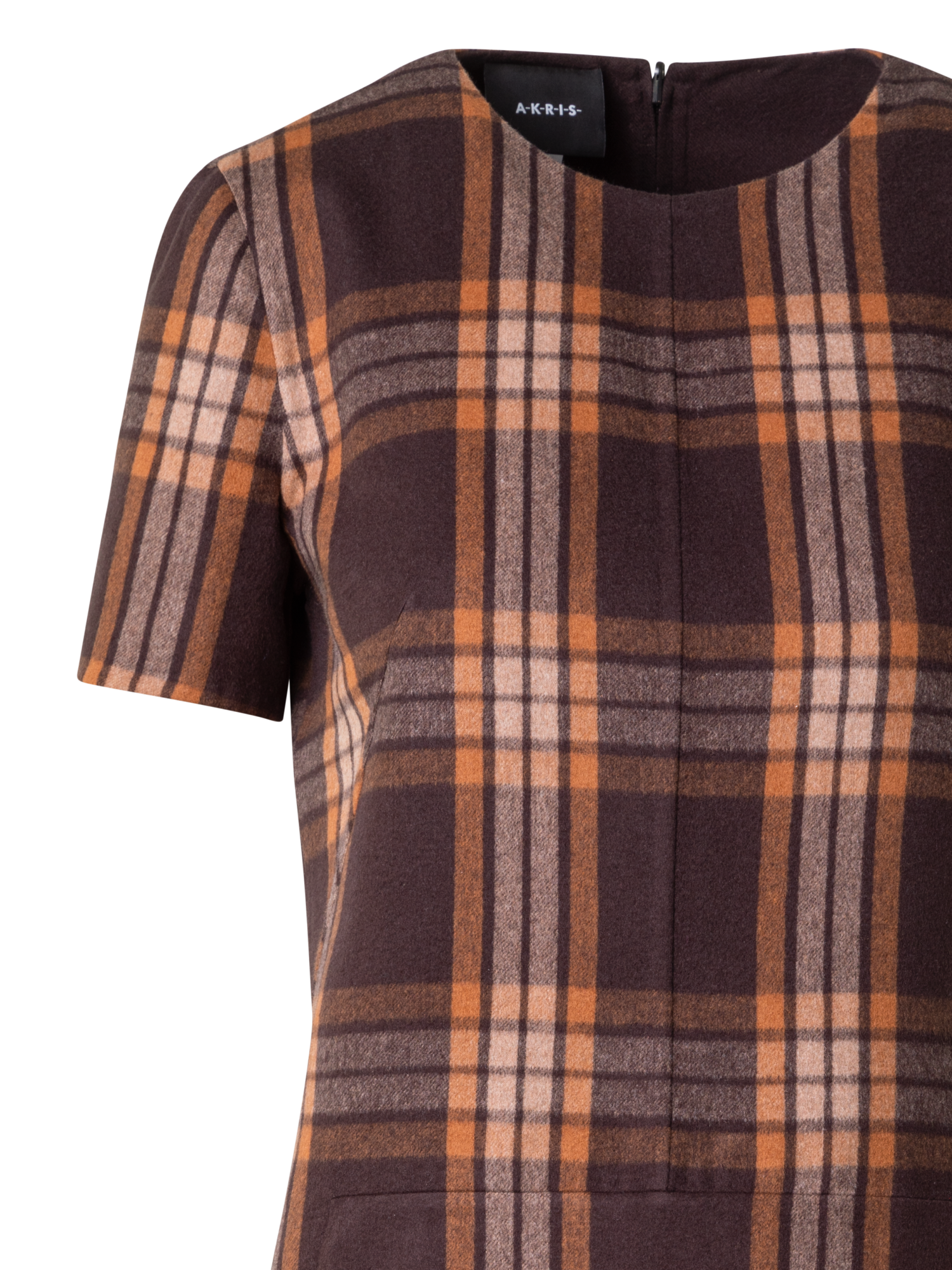 Designer Silk Sheath Dress - Check Reversible to Solid - brown - multicolor