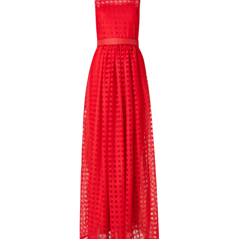 Abendkleid aus Quadrat-Stickerei auf Tulle