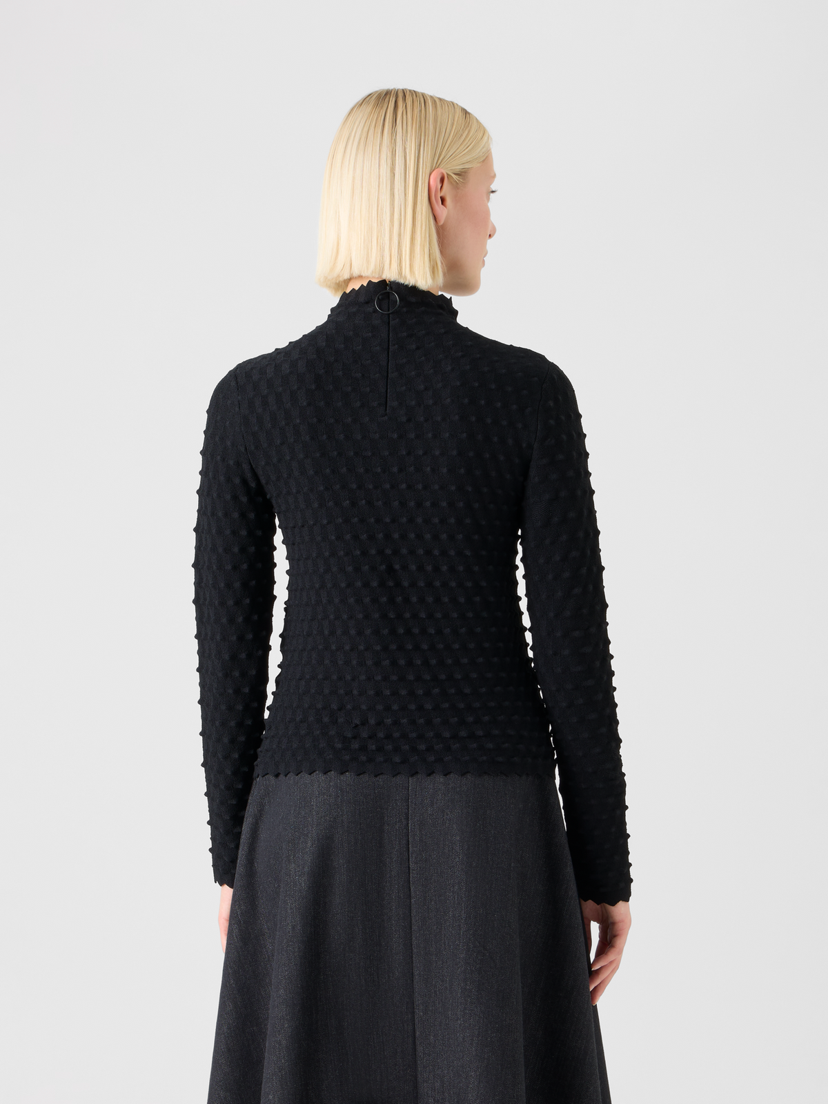 Designer 3D Textured Viscose Knit Sweater - black #editorial